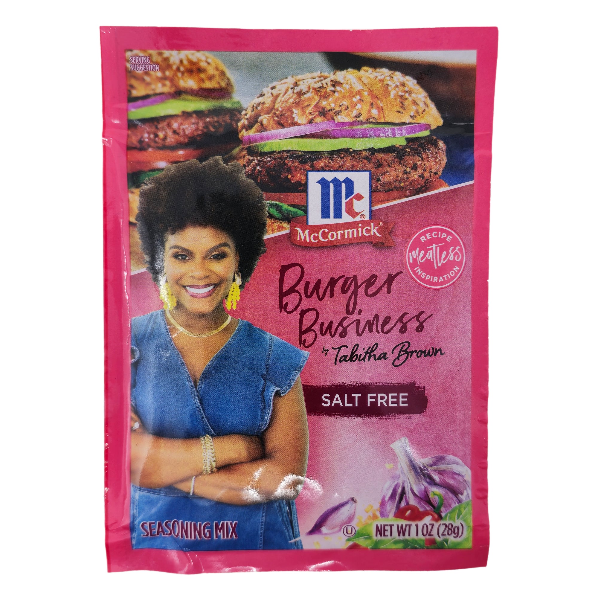 McCormick Salt Free Burger Seasoning Mix 1oz - All Natural Spice Blend for Grilling, BBQ & Homemade Burgers - Perfect for Summer Cookouts & Backyard Parties