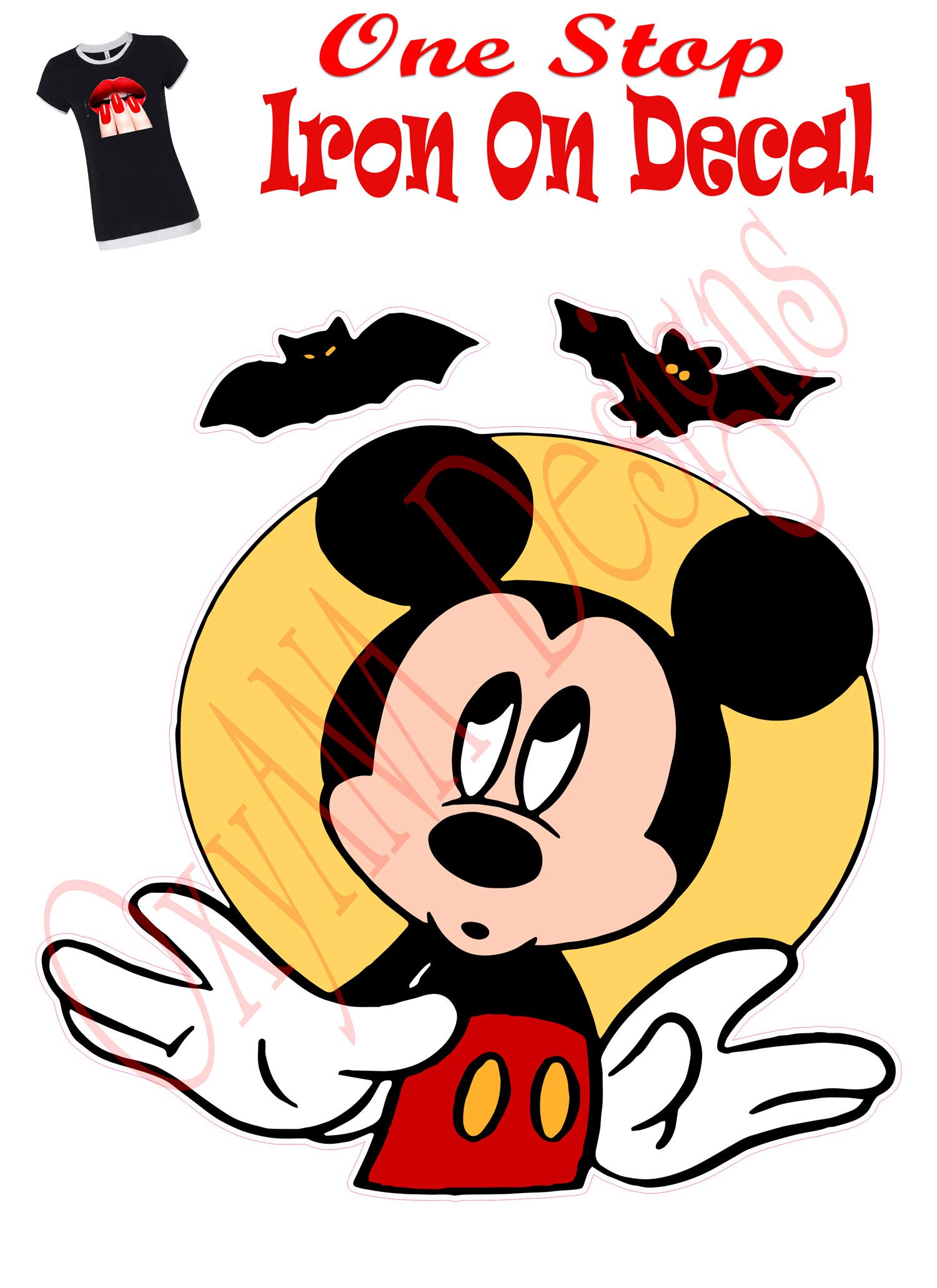 Halloween Mickey Mouse Iron-On Heat Transfer Patch & Sticker (7 Inch) - DIY Costume Decals for T-Shirts, Jackets, Bags - Perfect for Cosplay, Parties & Halloween Decorations