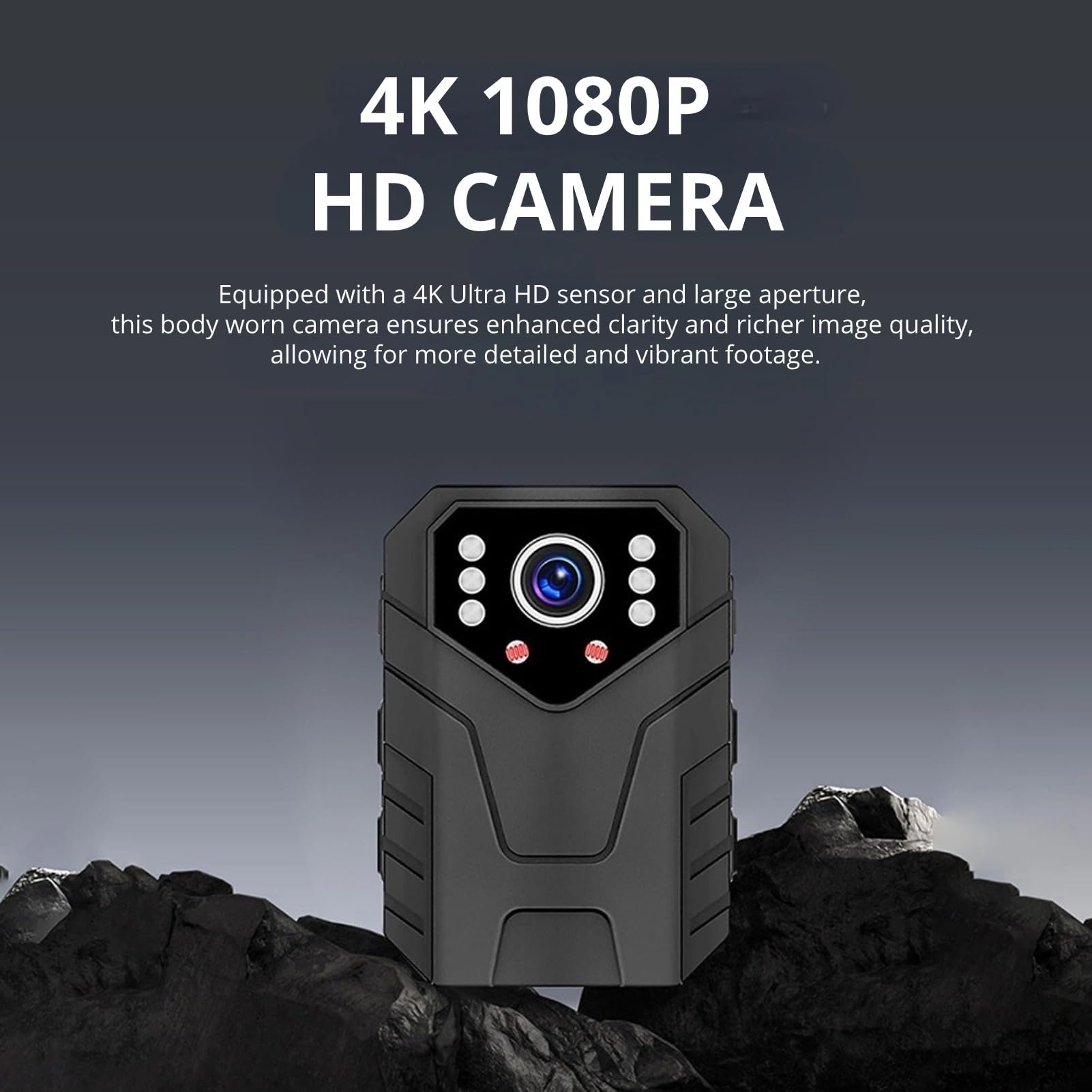 4K Ultra HD WiFi Body Camera with Audio & Video Recording - Waterproof, Shockproof, Night Vision Police Body Worn Camera for Law Enforcement, Security & Outdoor Activities
