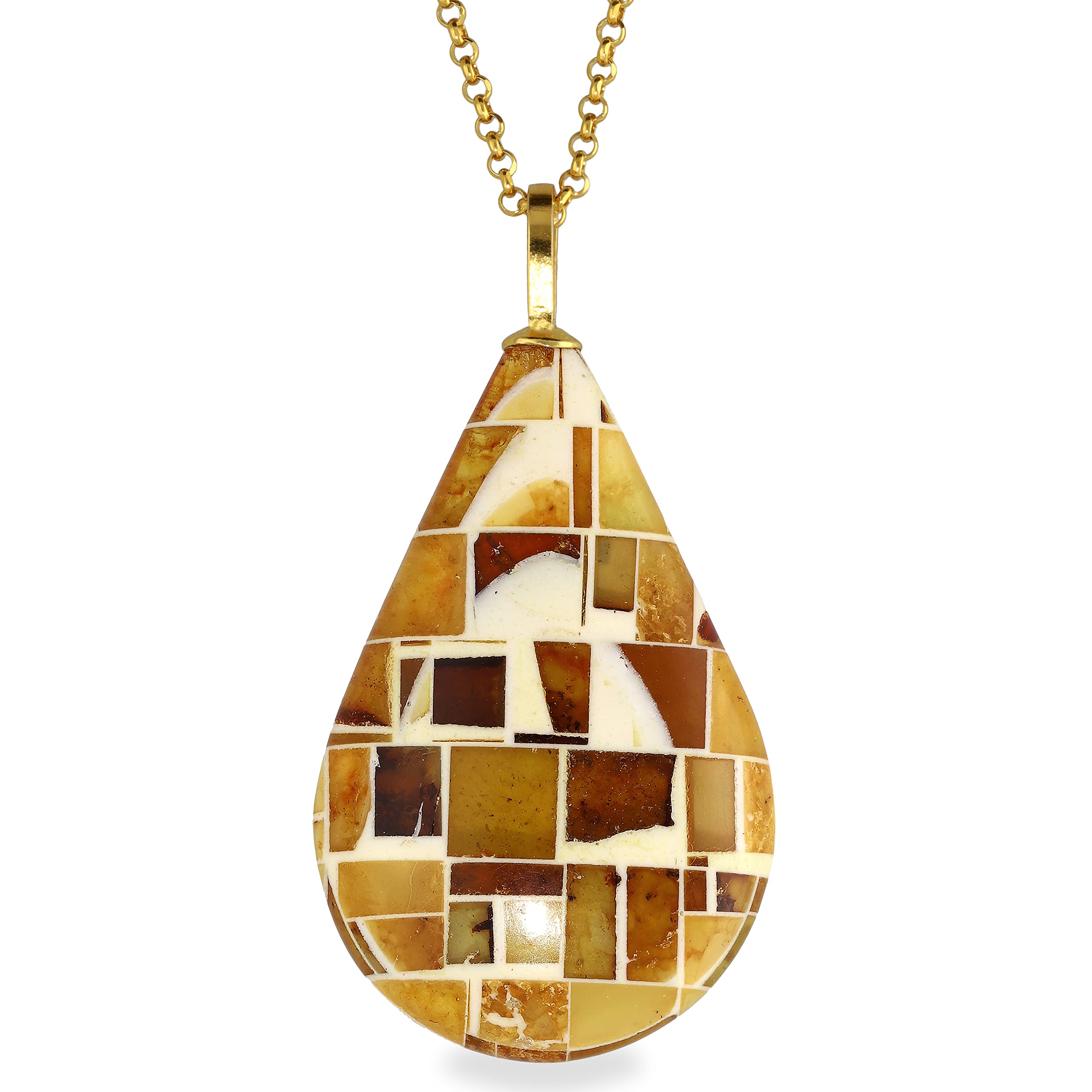 Natural Baltic Amber Necklace Pendant - Unique Sterling Silver Chain Jewelry for Women, Handcrafted Amber Stone Statement Necklace by Emmmanuela - Perfect Mother's Day Gift, Birthday Present & Spiritual Healing Jewelry
