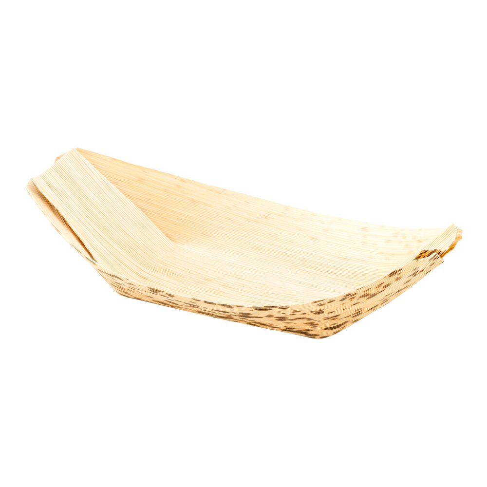 Premium 7.25 Inch Disposable Bamboo Plates - 100 Natural Round Bamboo Boats for Parties, Catering & Events | Eco-Friendly Tableware for Restaurants, Weddings & Outdoor Dining