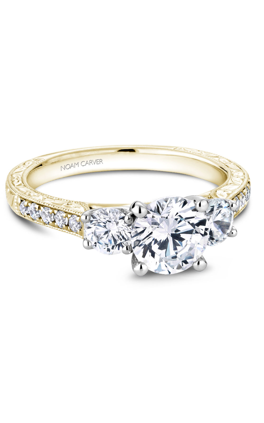 Noam Carver 3 Stone Diamond Engagement Ring - 14K White Gold Wedding Band for Women, Classic Solitaire Bridal Jewelry Gift for Her - Perfect for Proposals, Anniversaries & Special Occasions