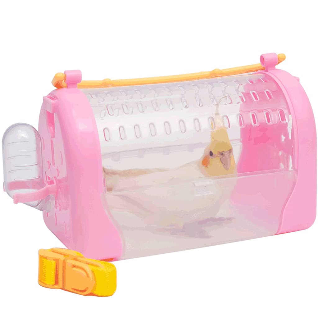 COKUERA Portable Transparent Bird Carrier Cage - Lightweight Travel Cage for Small Birds, Breathable Pet Carrier Bag with 3 Color Options (Pink) - Perfect for Vet Visits, Outdoor Adventures & Home Decor
