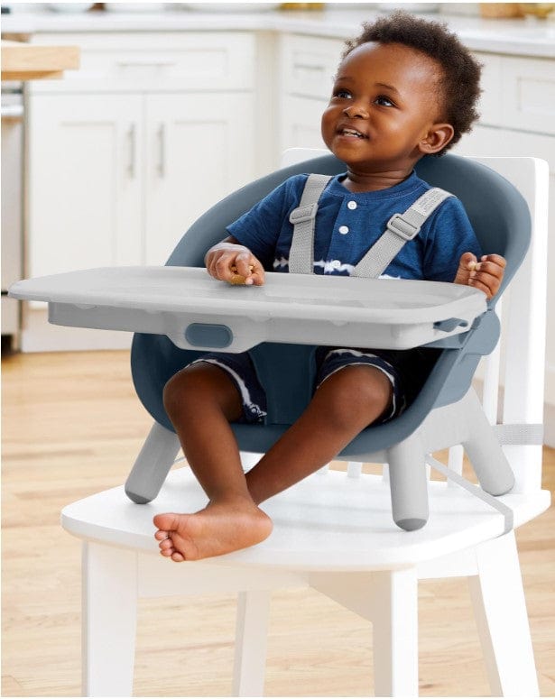 Skip Hop EON 4-in-1 Convertible High Chair - Adjustable Baby Feeding Seat with Removable Tray, Grey & White - Perfect for Dining, Weaning & Playtime