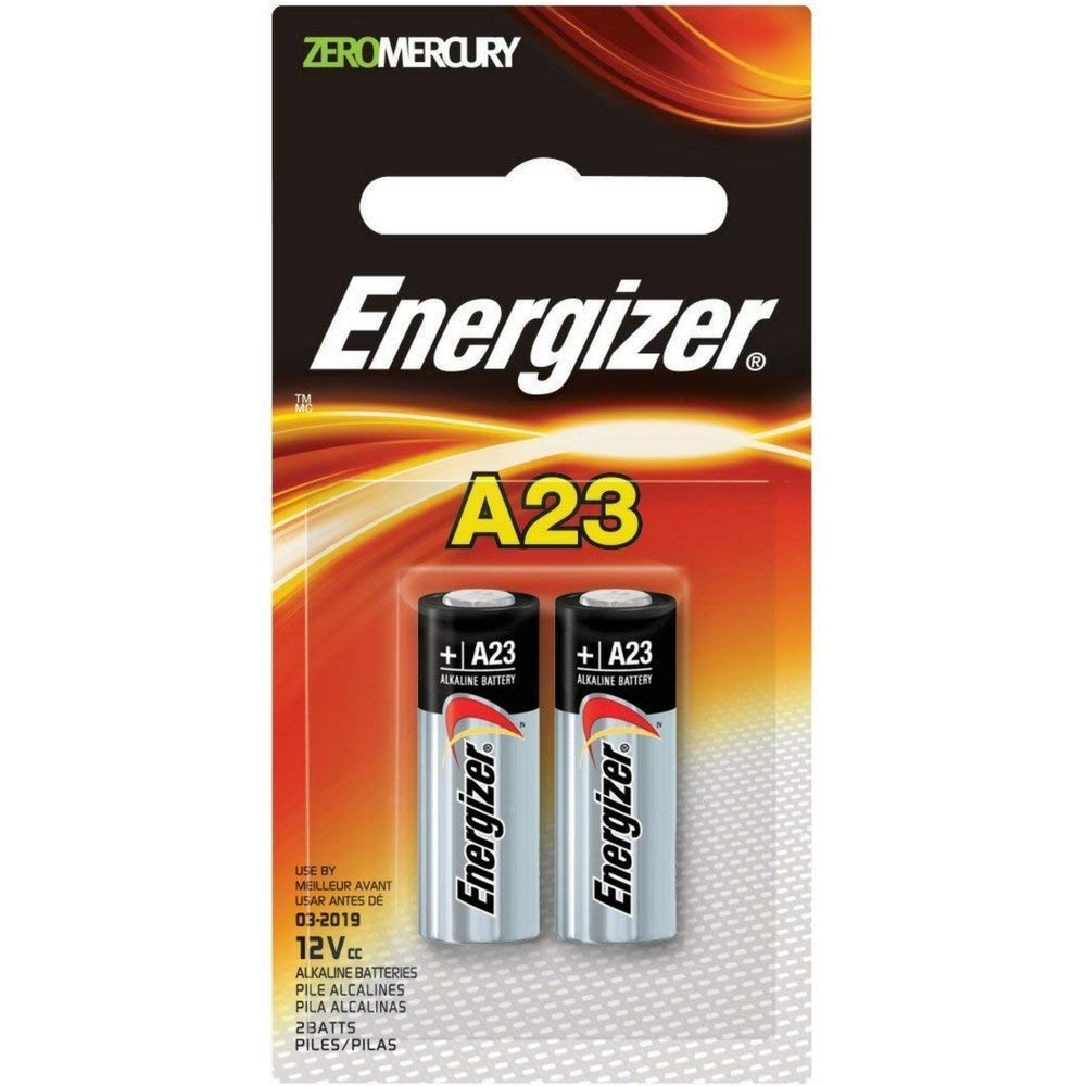 Energizer A23 12V Alkaline Batteries (2-Pack) - Long-Lasting Power for Key Fobs, Garage Door Openers & Small Electronics