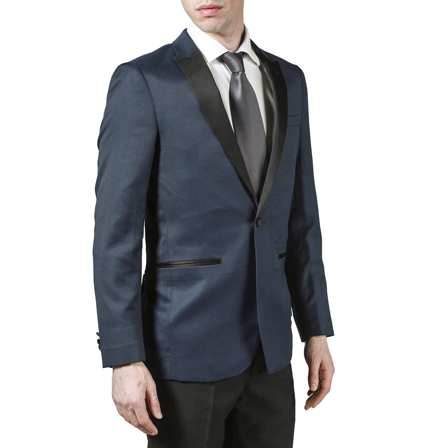 London Fog Men's Peak Lapel & Shawl Collar Tuxedo Suit Set - Classic Formal Two-Piece Suit for Weddings, Prom & Black Tie Events