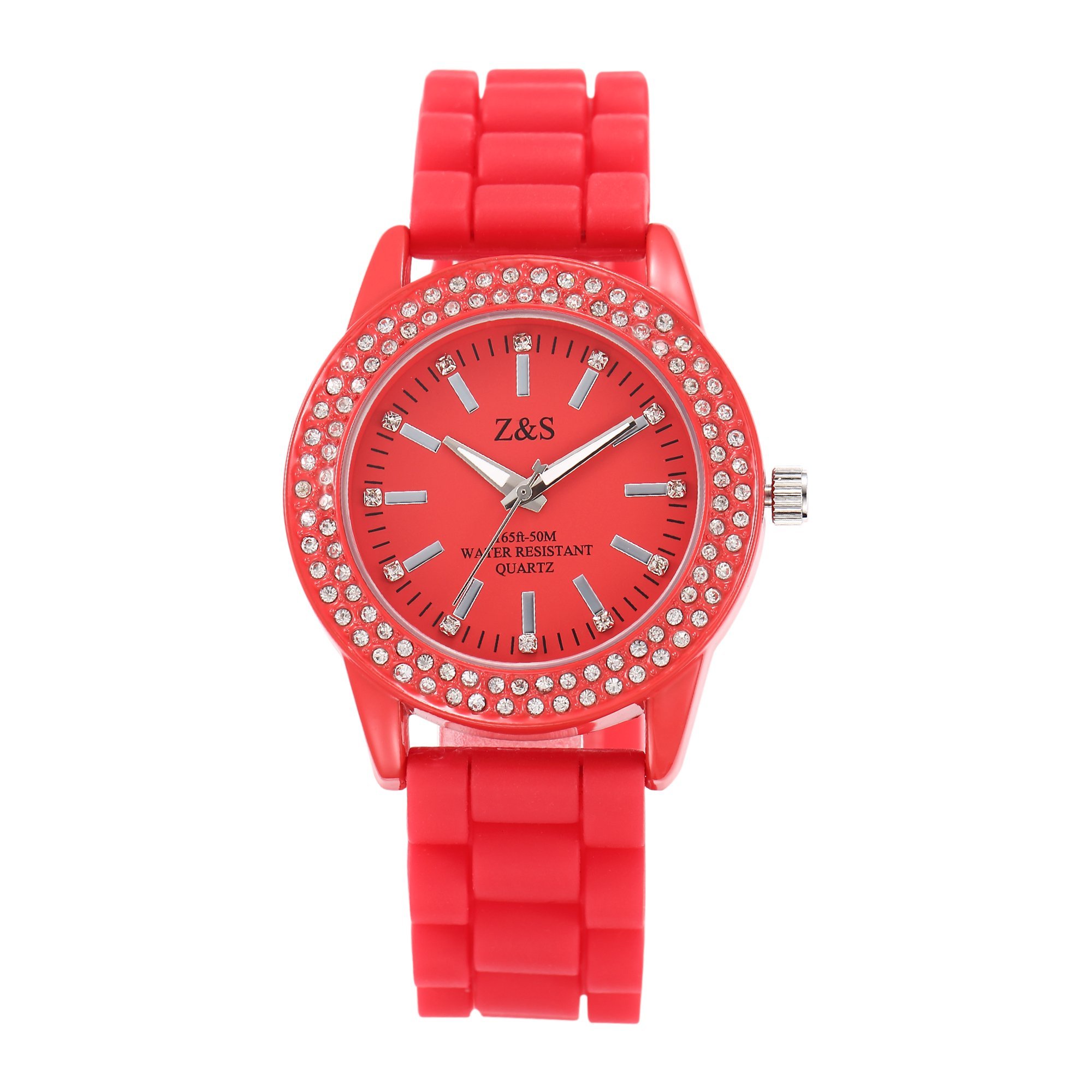 Elegant Z&S Analog Silicone Women's Watch with Rhinestone Accents - Waterproof Wristwatch for Casual Wear, Office & Special Occasions