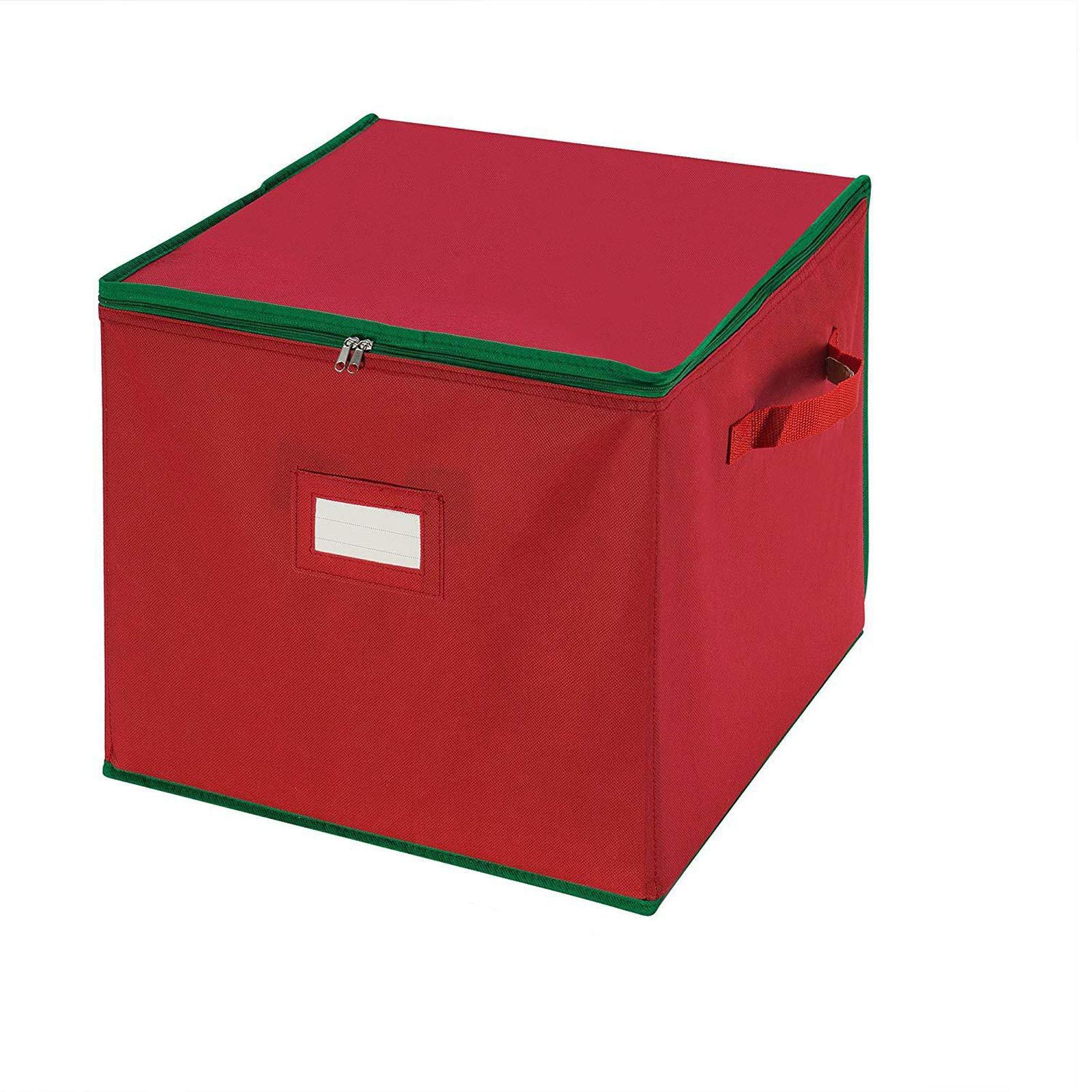 Yiser Box Christmas Storage Organizer - 75 Compartment Adjustable Container for Ornaments, Decoration & Housekeeping - Zippered Clothes Storage Bag (Red, One Size) - Perfect for Holiday Decor Organization & Seasonal Wardrobe Storage