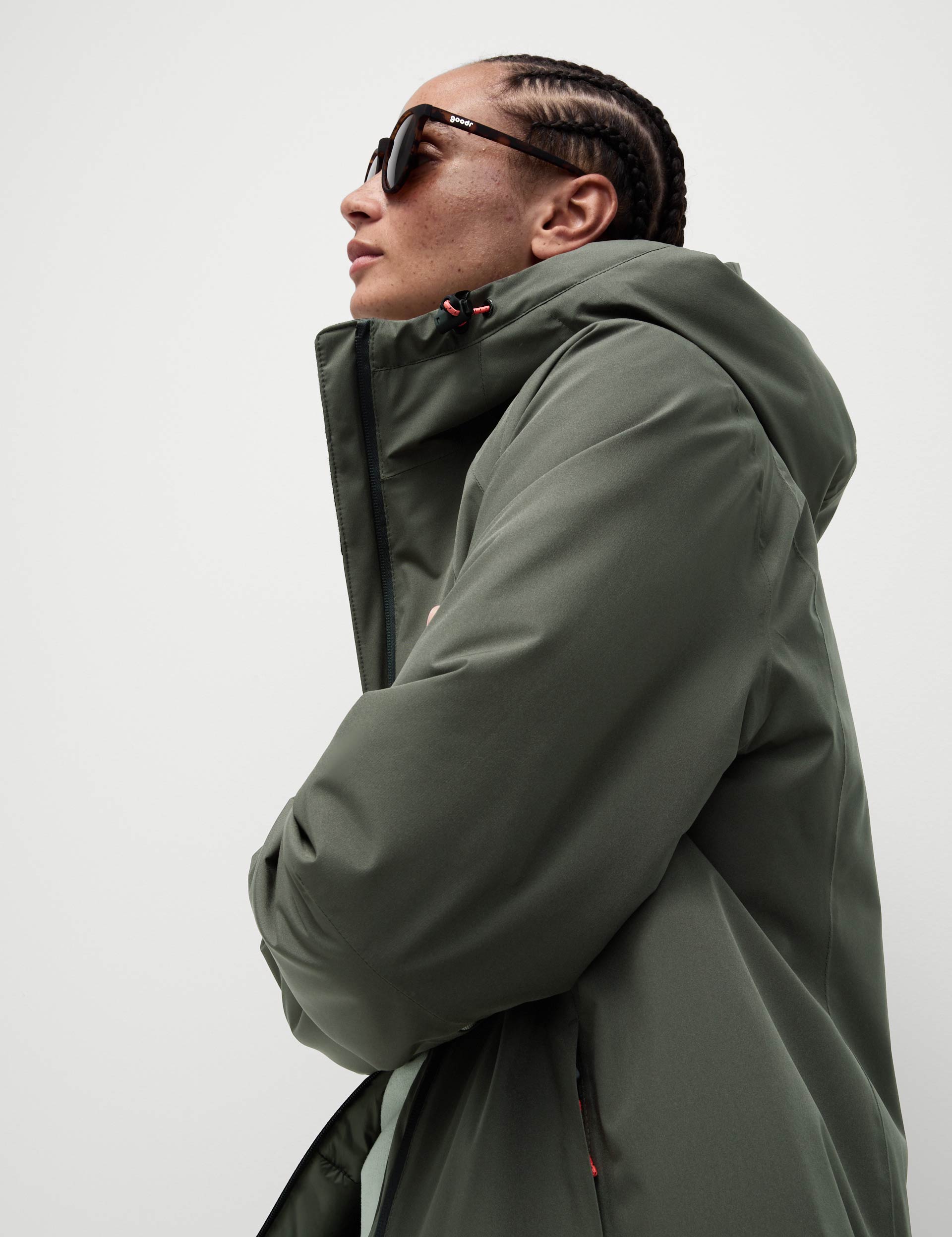 Waterproof Hooded Jacket with Padding - Dark Olive Green for Outdoor Hiking & Rainy Weather Protection