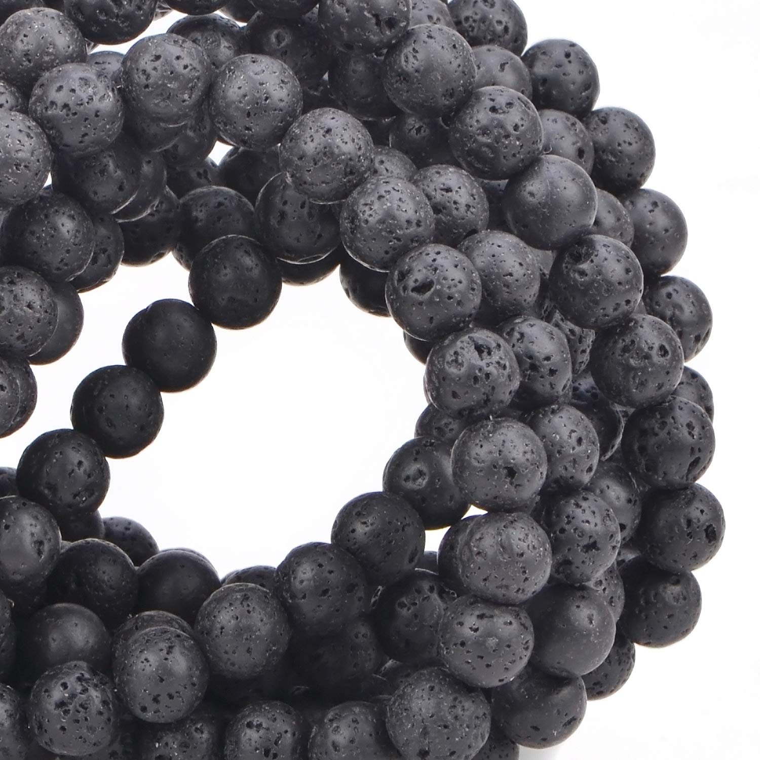 80Pcs Natural Black Lava Crystal Beads - 10mm Round Gemstone Loose Beads for Jewelry Making, Energy Healing & Chakra Balancing - DIY Bracelet, Necklace Making Supplies with Free Stretch Cord (Great for Meditation, Yoga & Spiritual Gifts)