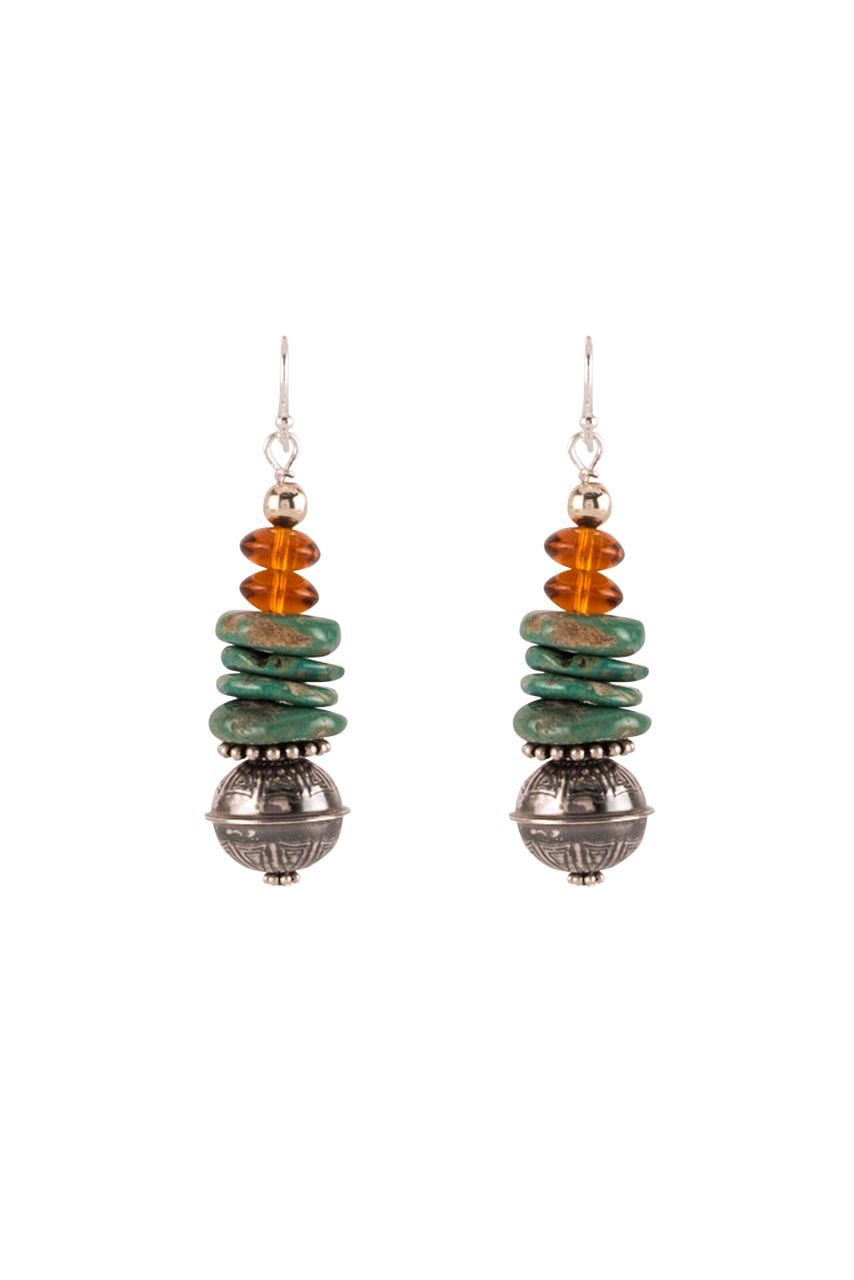 Sweet Tea Jewelry Turquoise & Amber Set – Handmade Boho Necklace & Earrings for Women | Perfect for Festivals, Weddings & Everyday Wear