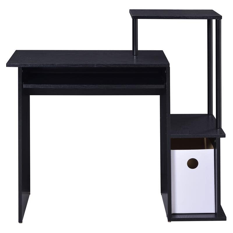 Acme Lyphre Black Wooden Rectangle Computer Desk with Keyboard Tray - Home Office Workstation for Study, Gaming & Remote Work