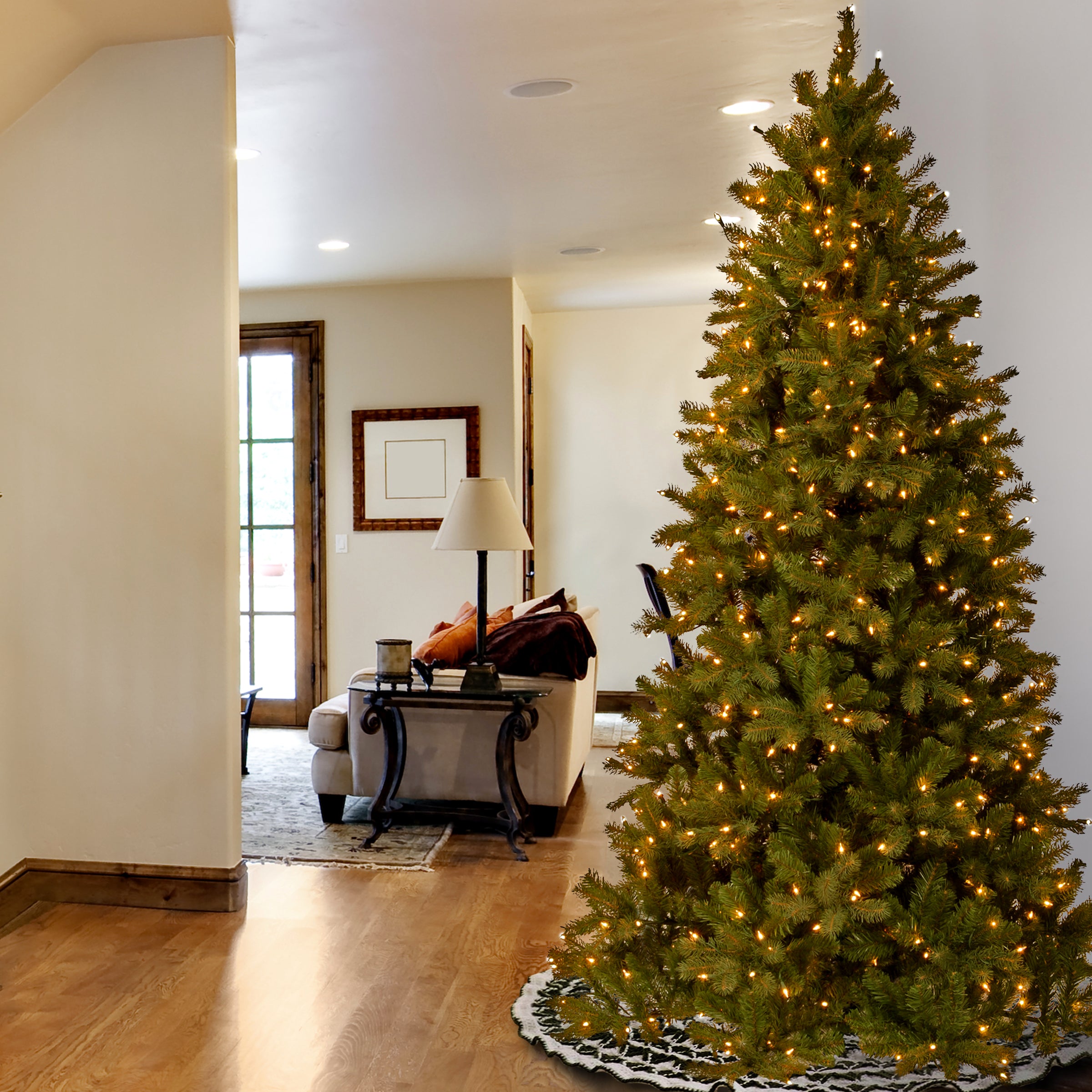 7.5 ft Pre-Lit Slim Douglas Fir Christmas Tree with Clear Lights - Perfect for Small Spaces & Holiday Decor