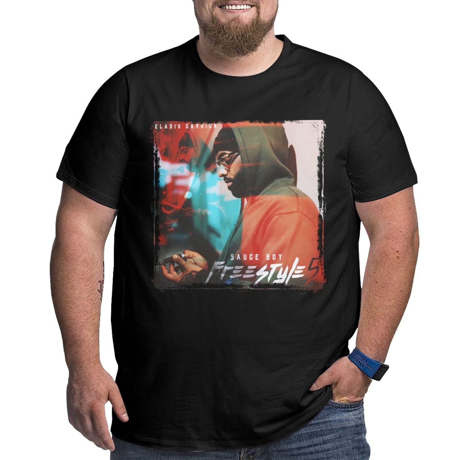 Hakla Eladio Carrion Oversized Men's T-Shirt - 100% Cotton Big & Tall Short Sleeve Tee - Casual Streetwear for Concerts, Gyms, and Everyday Wear