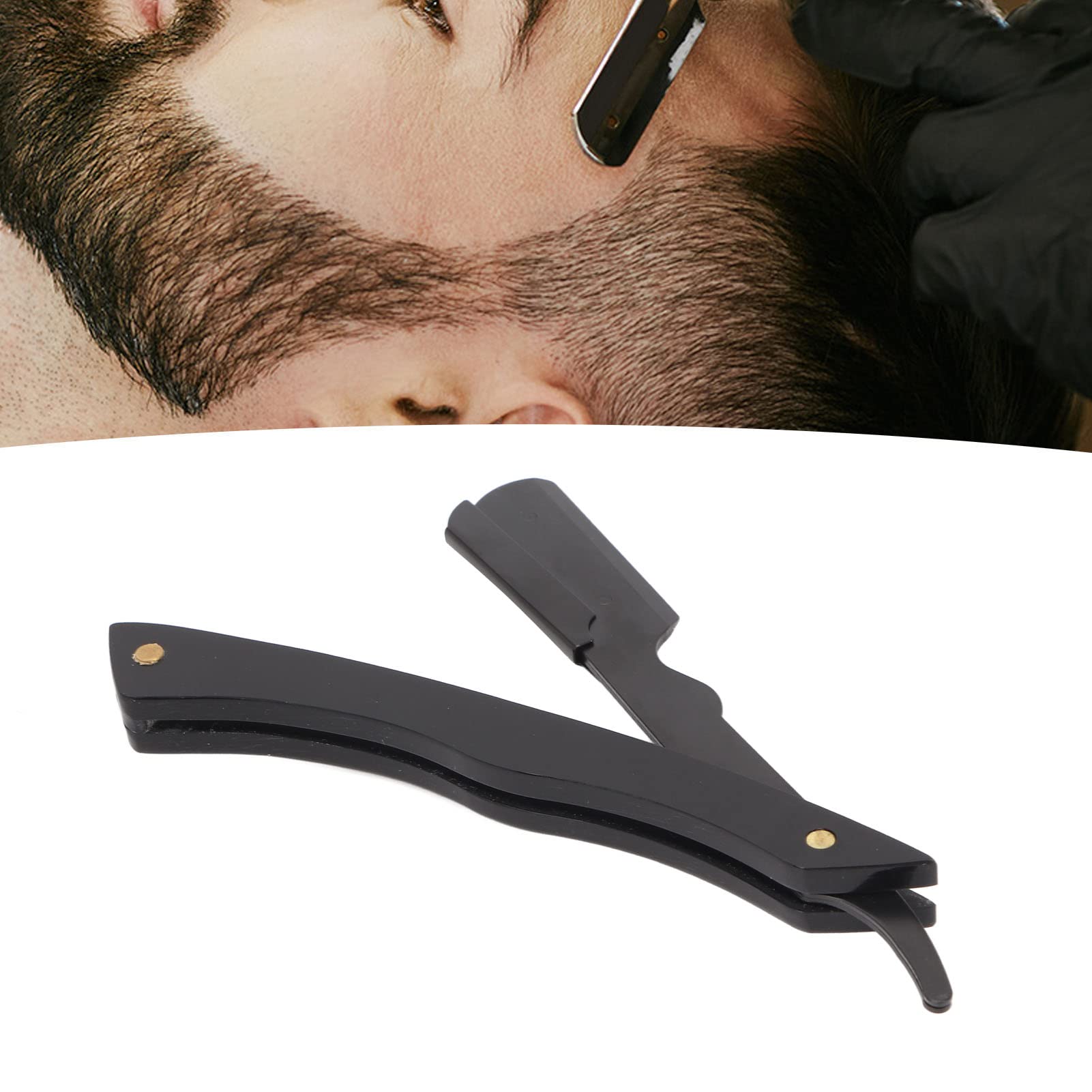 Foldable Beard Blade Knife Holder - Stainless Steel Folding Razor Handle with Acrylic Grip for Precision Shaving | Portable & Compact for Travel, Barbershop & Home Grooming