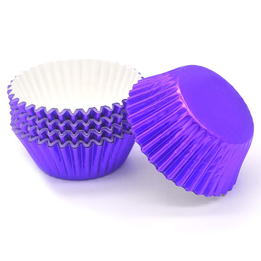 Premium Purple Foil Cupcake Liners - 100 Count Disposable Baking Cups for Muffins, Cupcakes & Party Decorations | Perfect for Birthday, Wedding & Holiday Baking Supplies