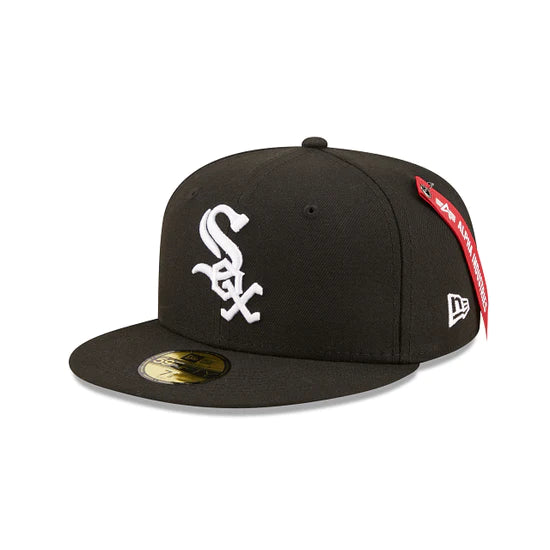 Chicago White Sox Alpha Industry Black 59FIFTY Fitted Hat for Men - Official MLB Baseball Cap for Games, Streetwear & Sports Fashion