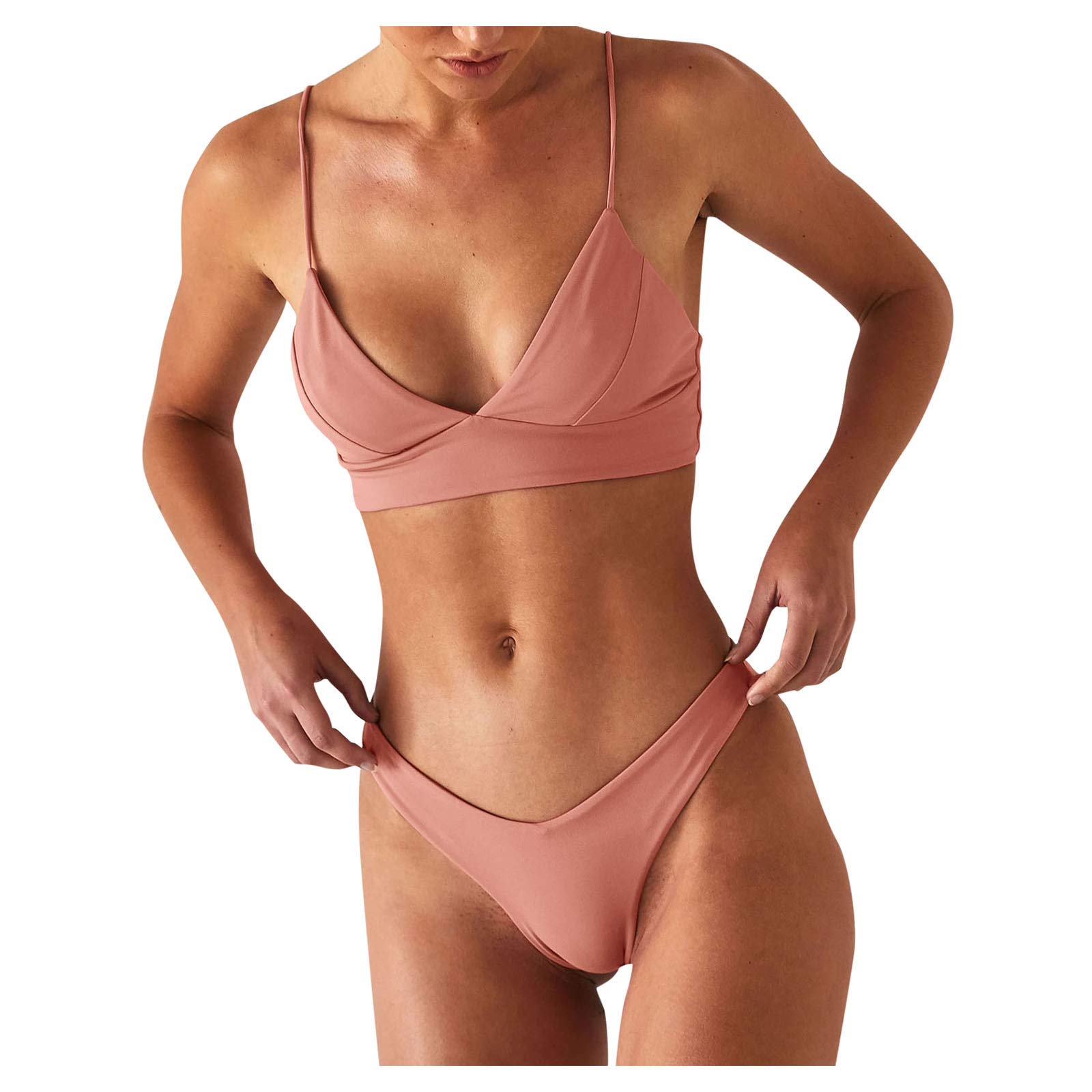 Women's String Bikini Set - Push Up Halter Bandage Two Piece Swimsuit with Floral Print | Beach Vacation, Pool Party, Summer Swimwear