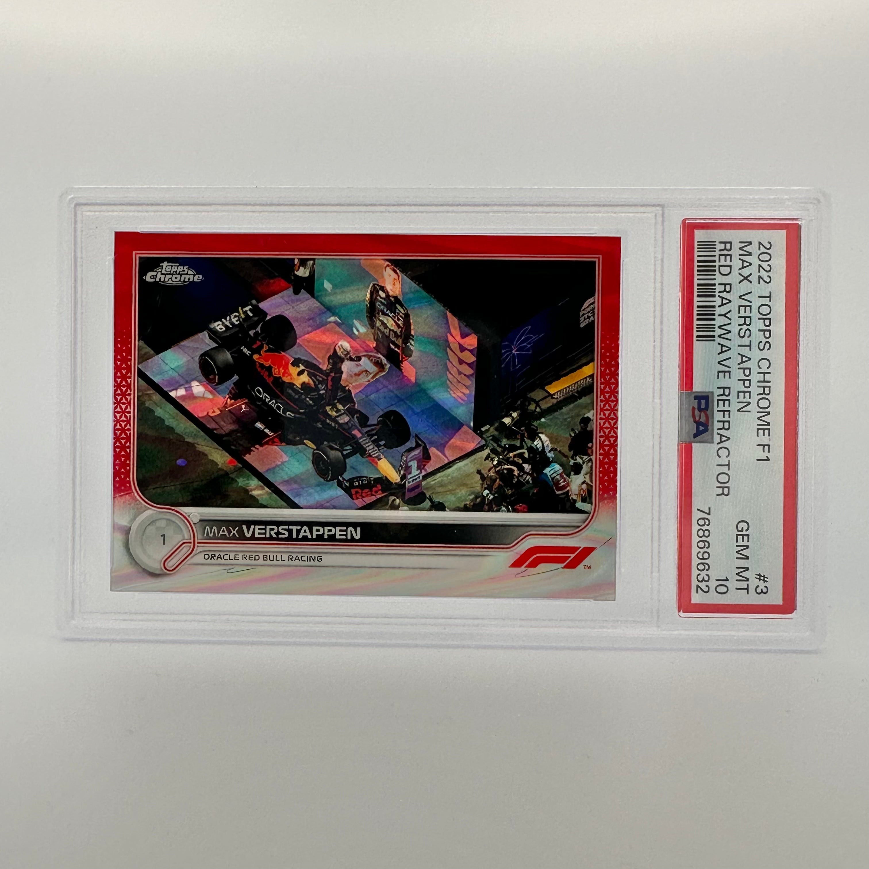 PSA 10 Graded 1/5 Max Verstappen #3 Red Raywave Refractor - Rare Racing Card for Collectors & F1 Fans