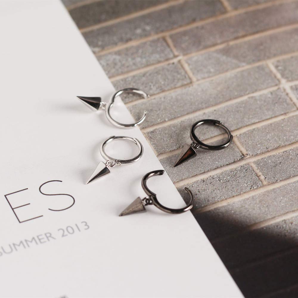Dainty Hoop Dangle Earrings for Women - Sterling Silver Small Hoop Earrings with Moon, Star, Spike & Evil Eye Charms | Perfect for Everyday Wear, Date Nights & Gifts
