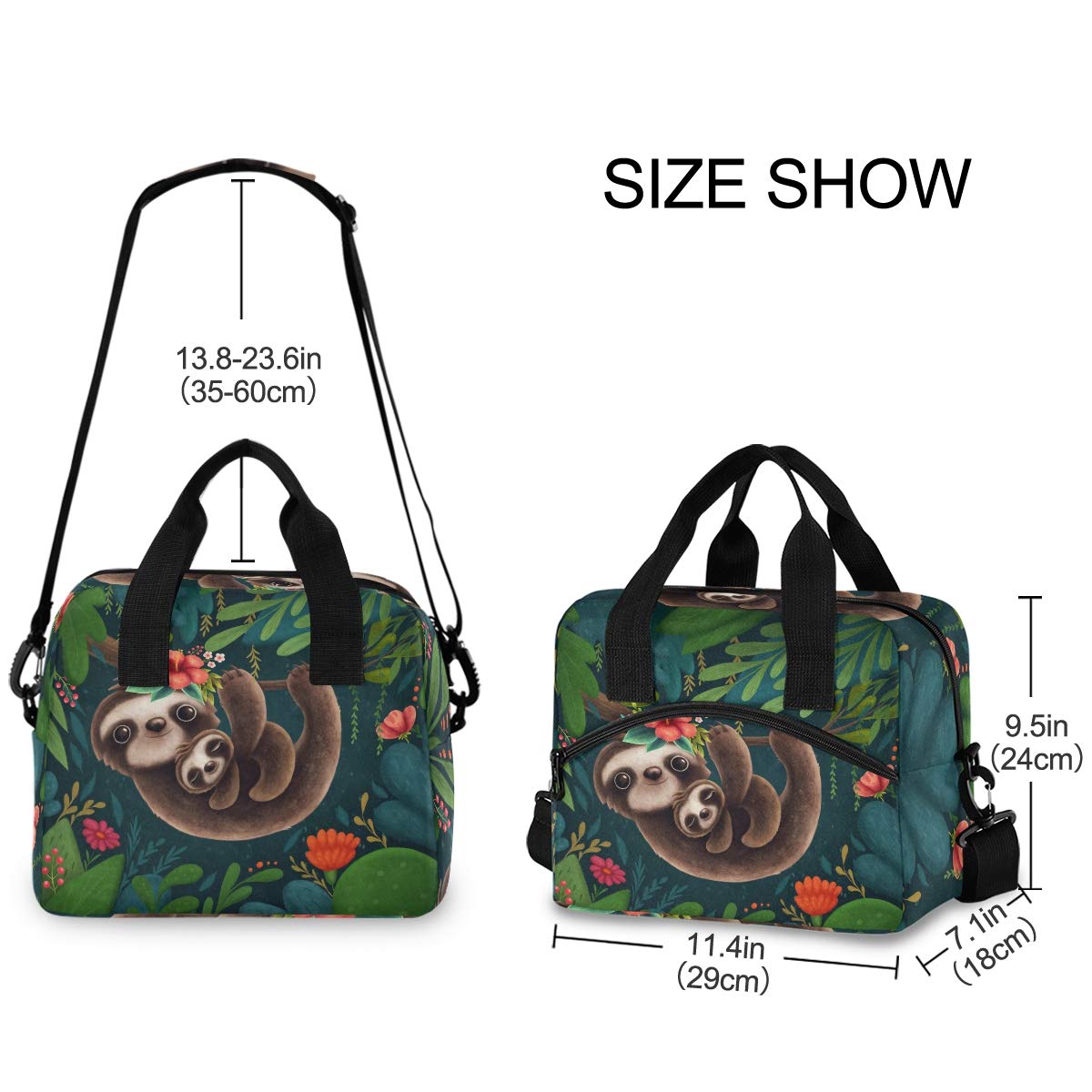 Blueangle Cute Sloths Insulated Lunch Bag for Women & Men - Water-Resistant Thermal Tote Lunch Box Cooler Bag with Organizer Pockets | Perfect for Work, School, Picnics & Outdoor Activities