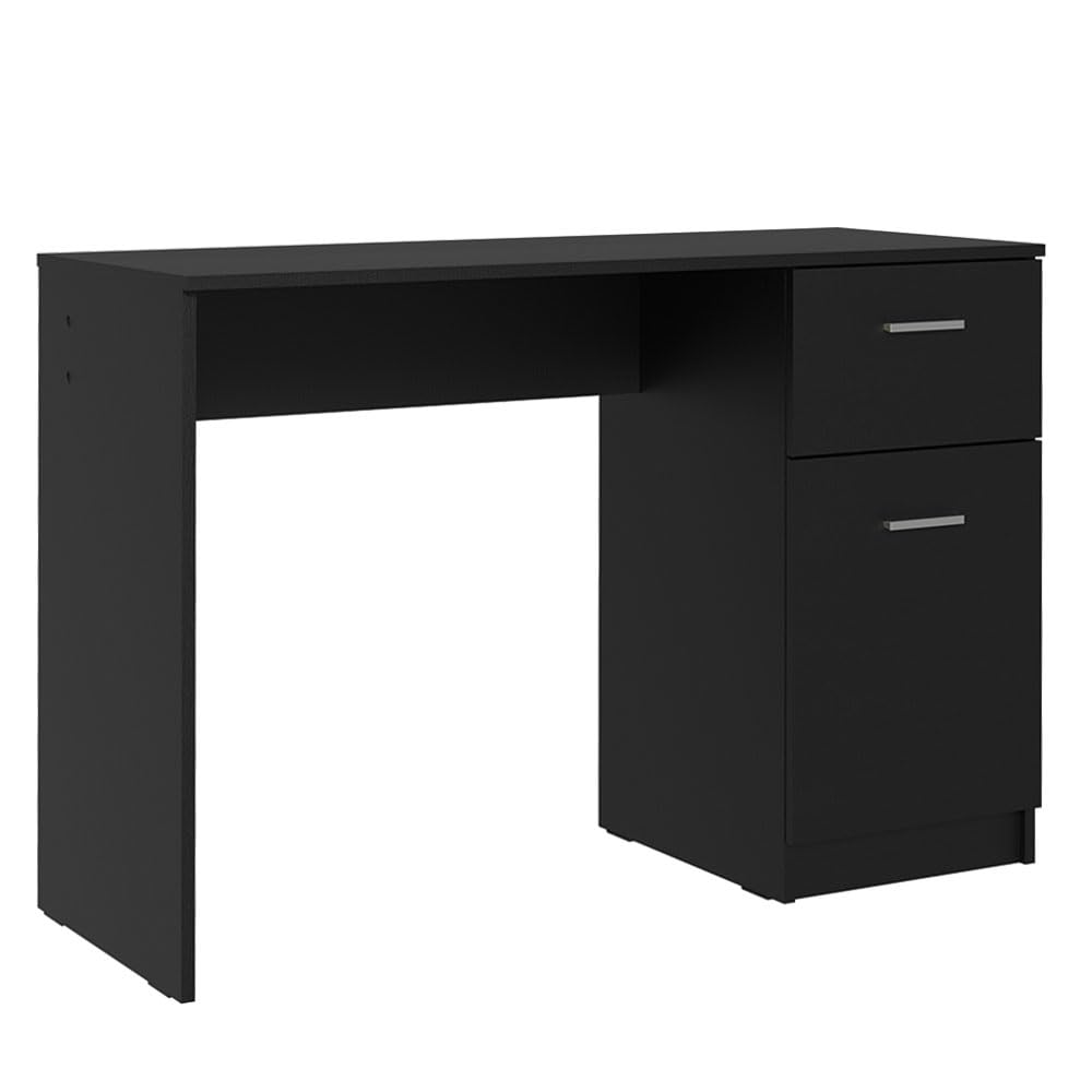 Compact 43 Inch Computer Desk for Small Spaces - Ergonomic Home Office Study Table with Storage Drawer, Perfect for Student Laptop Workstation & Modern Gaming Setup - Black