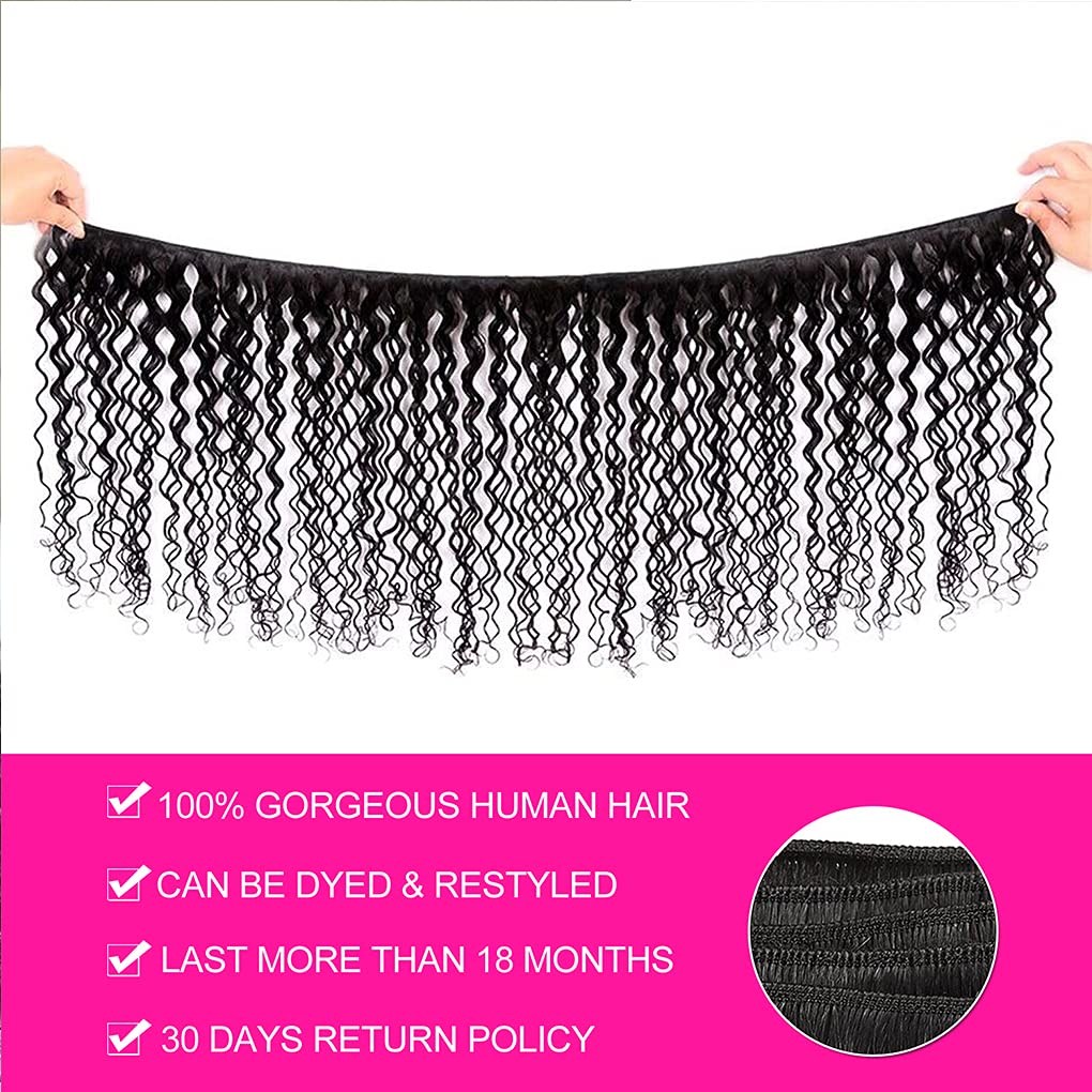 100% Brazilian Virgin Human Hair Extensions 10A Grade - 20 Inch Water Wave Wet & Wavy Curly Bundles (100g/Bundle) Unprocessed Natural Black Hair for Women | Perfect for Daily Wear, Parties & Special Occasions