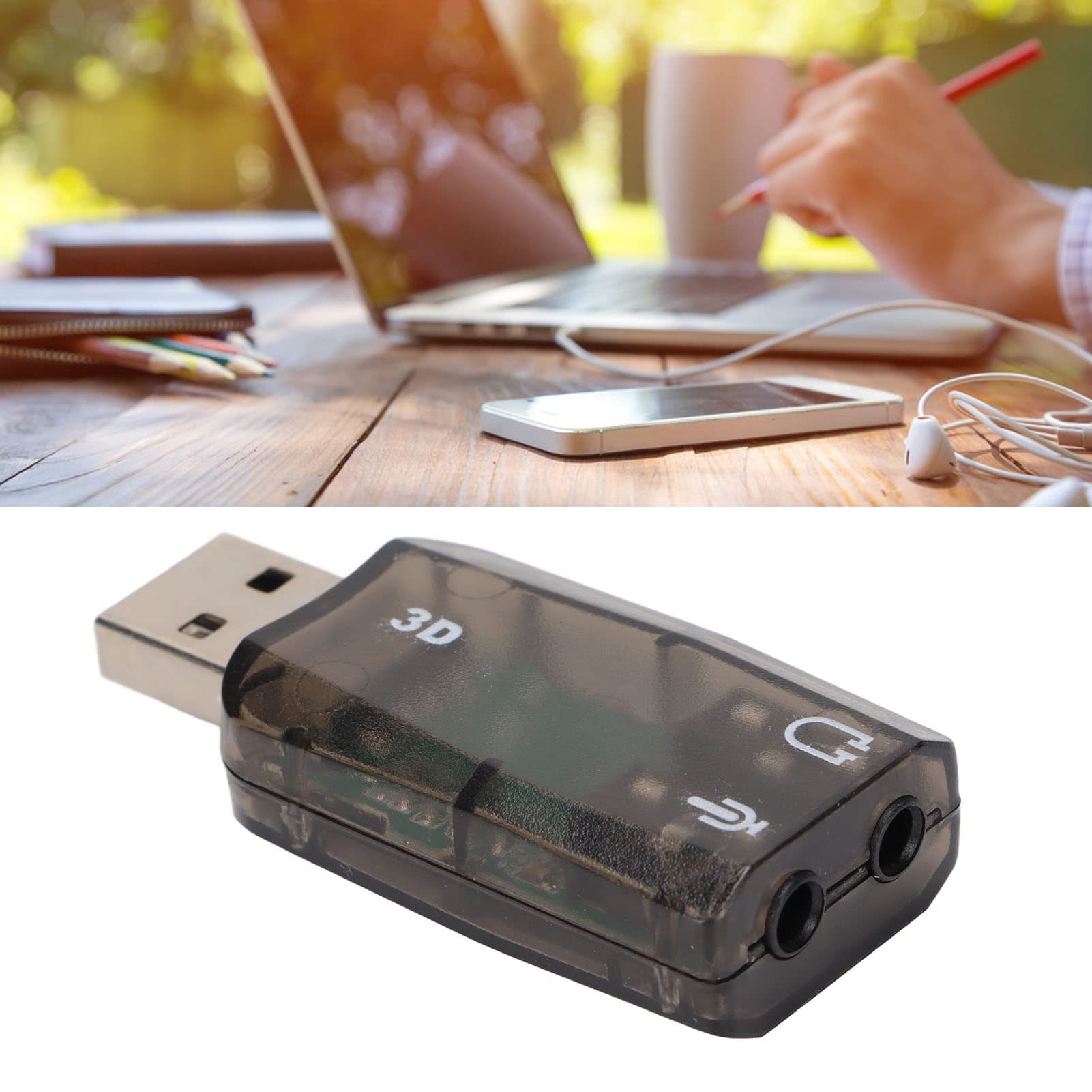 Premium USB External Sound Card Adapter for Laptop - High-Quality Audio Converter with Noise Reduction | Perfect for Online Meetings, Gaming & Music Streaming