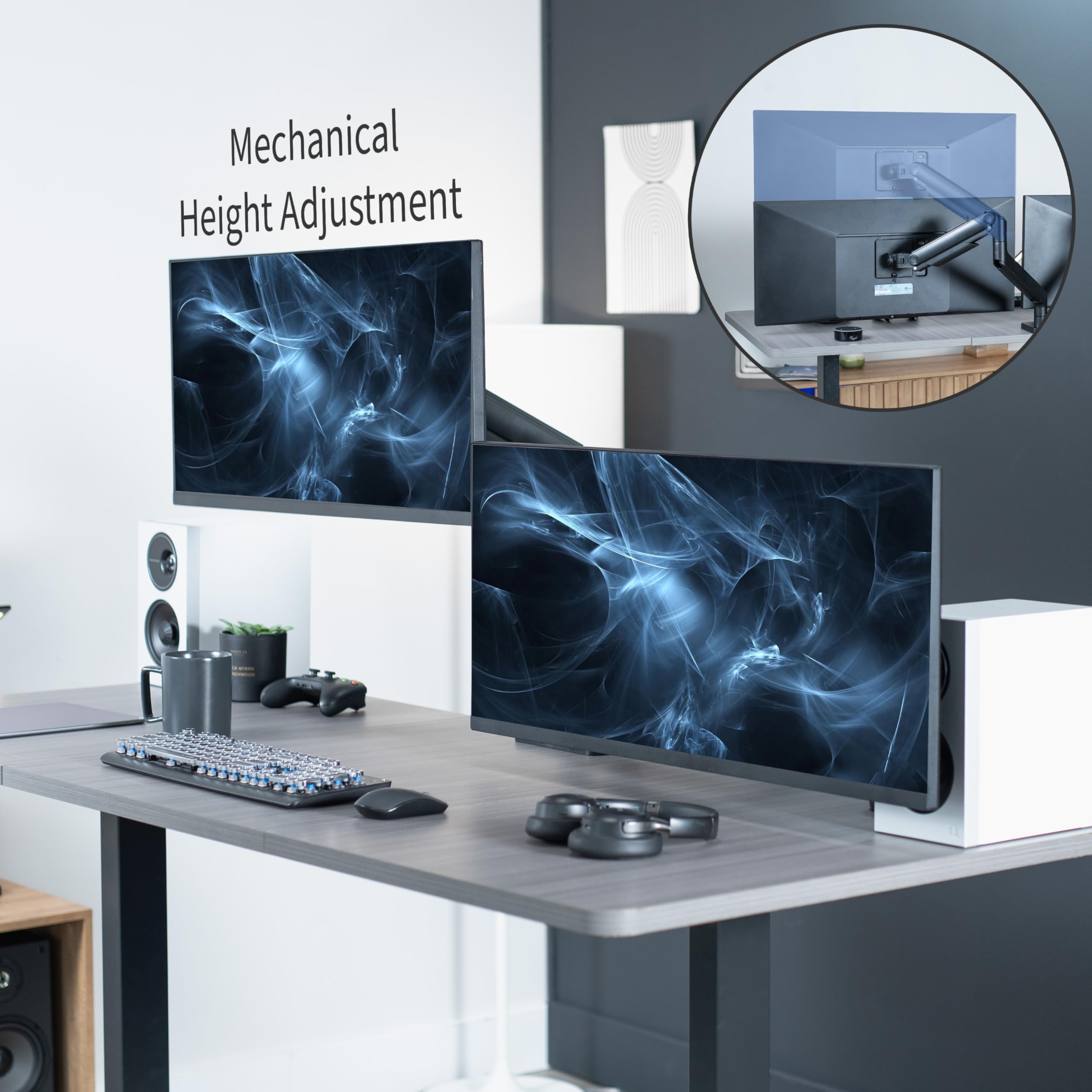 VIVO Heavy Duty Dual Ultra-Wide Monitor Mount Stand for 45 inch Screens up to 44 lbs per Arm - Premium Desk Mount for 2 Ultrawide Monitors, Black (STAND-V200E) - Perfect for Gaming Setup, Home Office, and Multi-Screen Workstations