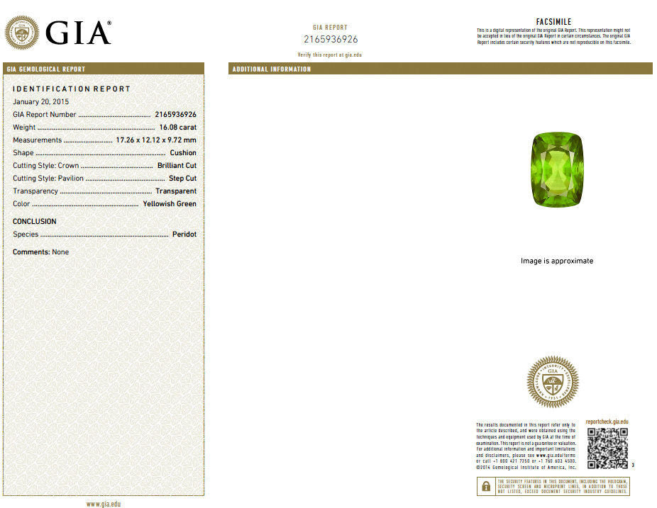 GIA Certified 18.58 Carat Natural Green Peridot Diamond Ring in 18K Gold - Elegant Engagement, Anniversary & Special Occasion Jewelry Gift