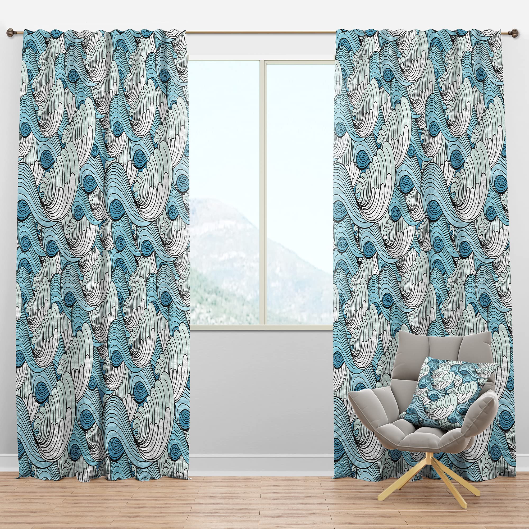 Great Wave Inspired Blackout Curtains - Thermal Insulated Single Panel Window Drapes (52x63 Inches) for Bedroom & Living Room - Noise Reducing & Light Blocking for Better Sleep & Home Theater Experience