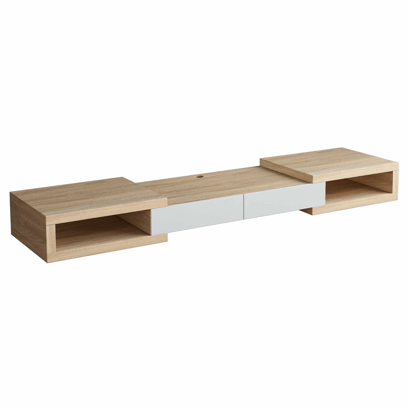 Tauris™ 250cm Light Oak Split Expandable TV Stand - Modern Entertainment Center for Living Room & Home Theater Setup