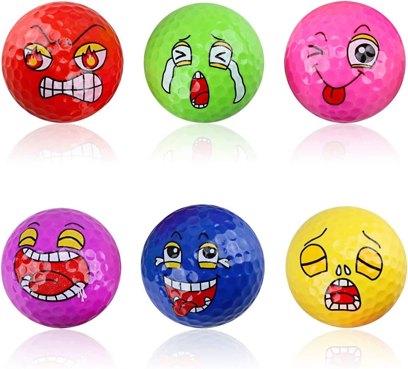 Kahuayi Funny Colored Golf Balls - High Visibility Practice Golf Balls for Distance Training (6 Pack) | Perfect for Beginners, Night Golf & Driving Range Practice