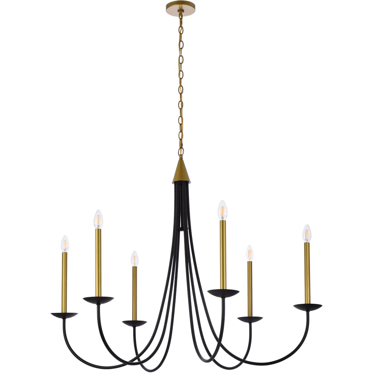 42 Inch Black and Brass Modern Ceiling Pendant Light - Indoor Home Decor for Living Room, Dining Room, and Bedroom Lighting