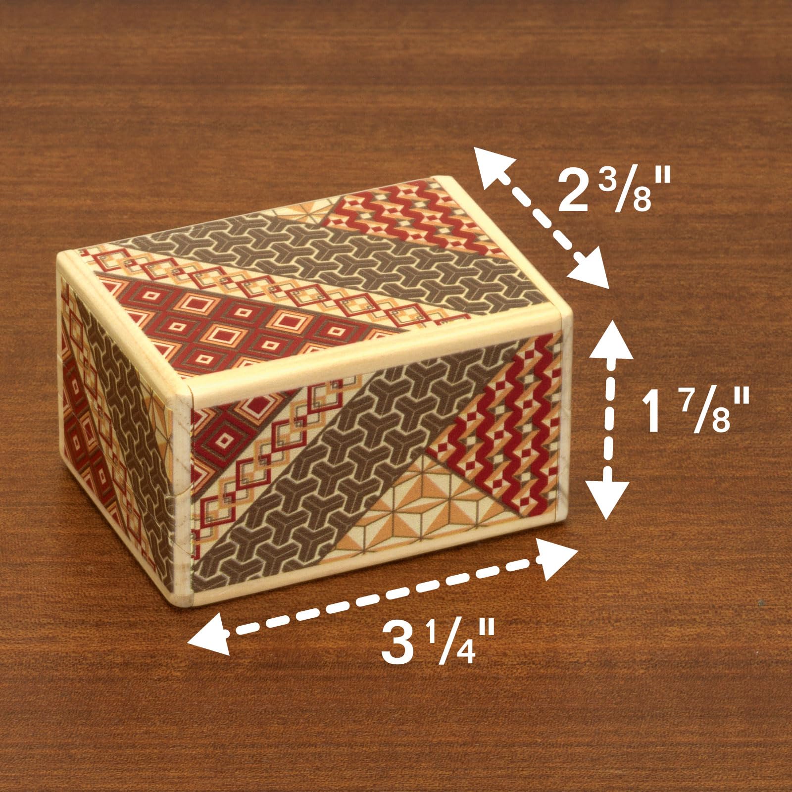 Bits and Pieces - Intricate Wooden Mosaic Puzzle Box with Secret Compartment | 7-Step Brain Teaser Challenge | Money Hiding Gift Box for Adults | Perfect for Escape Rooms, Office Decor & Puzzle Collectors