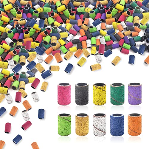 CORFULRA 100Pcs 80 Grit Nail Sanding Bands for Drill Bits - Professional Manicure Tools for Acrylic Nails, Nail Tech Accessories Must Have (#80, Multicolor) - Perfect for Salon, Home Nail Care & DIY Nail Art