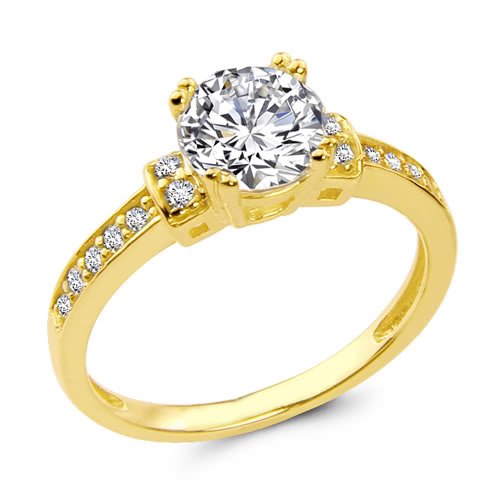 14K Yellow Gold CZ Wedding Engagement Ring for Women - Elegant Cubic Zirconia Bridal Jewelry - Perfect for Proposals, Anniversaries & Special Occasions