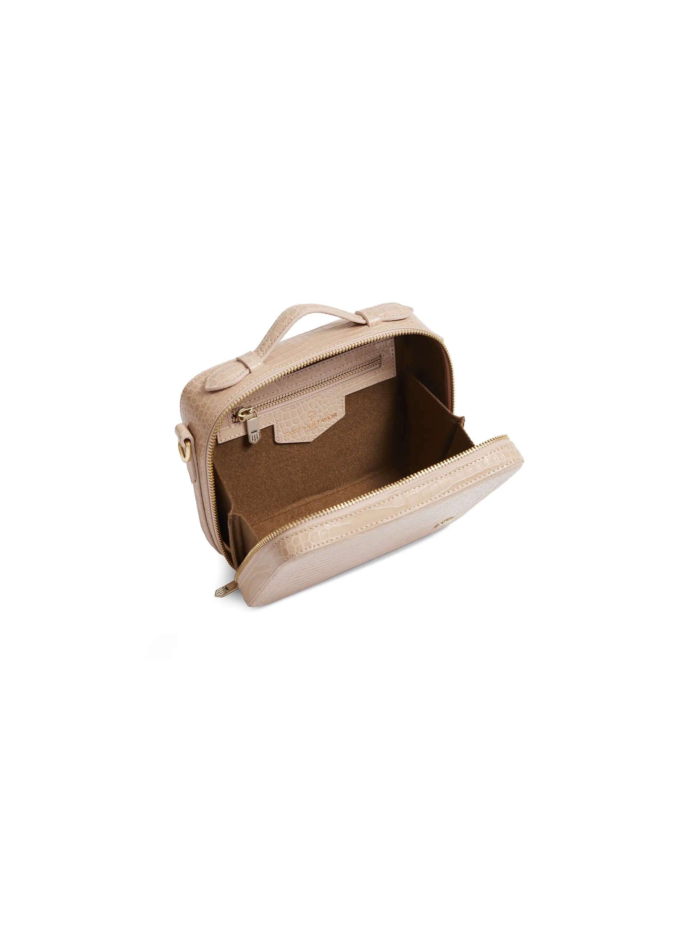 Buckingham Blush Croc Print Leather Handbag - Elegant Crocodile Embossed Shoulder Bag for Women | Perfect for Work, Party & Evening Events