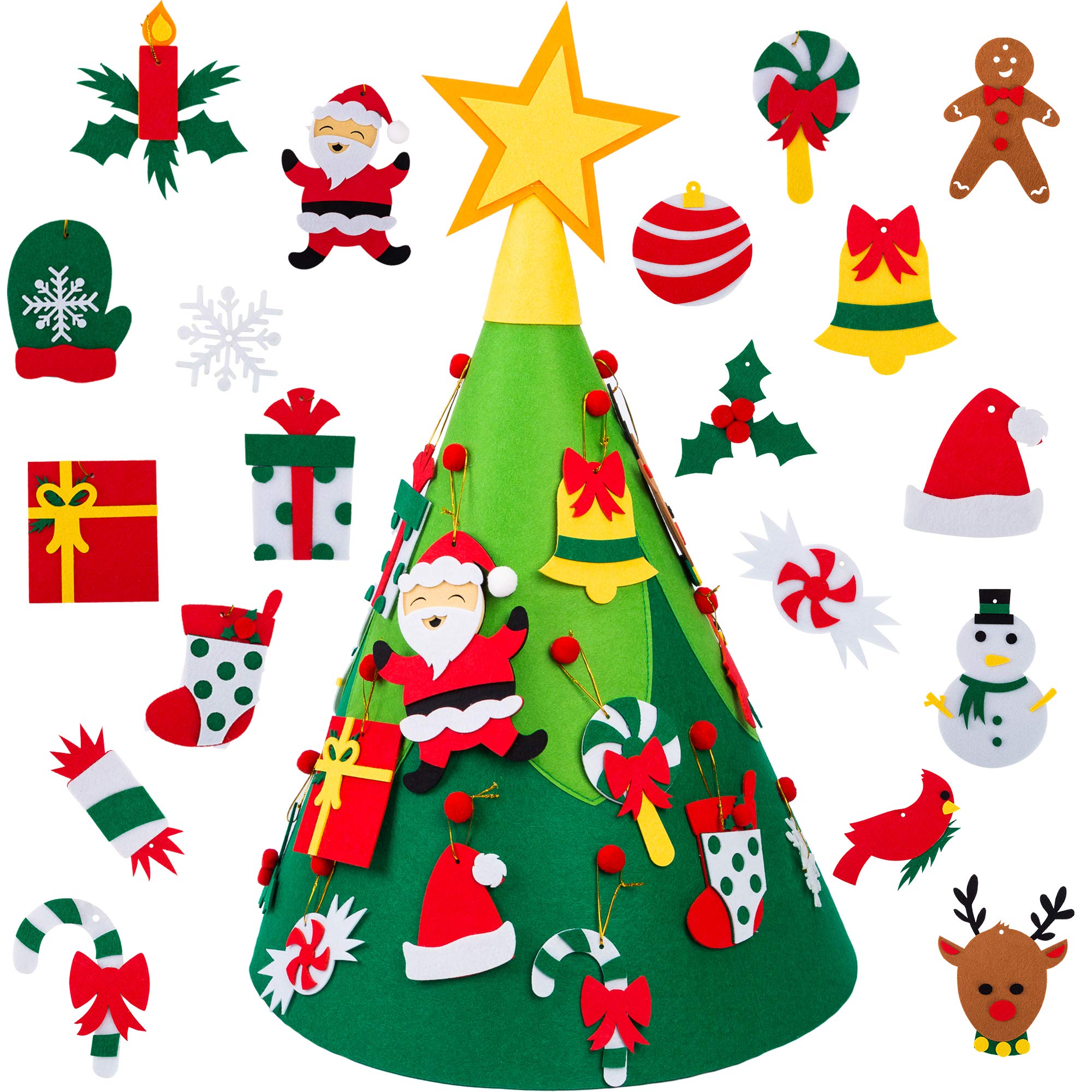 JOYIN 3D DIY Felt Wall Christmas Tree with 30 Hanging Ornaments - Fun Holiday Decor for Kids, Toddlers & Family - Perfect for Bedroom, Nursery & Classroom Christmas Decorations