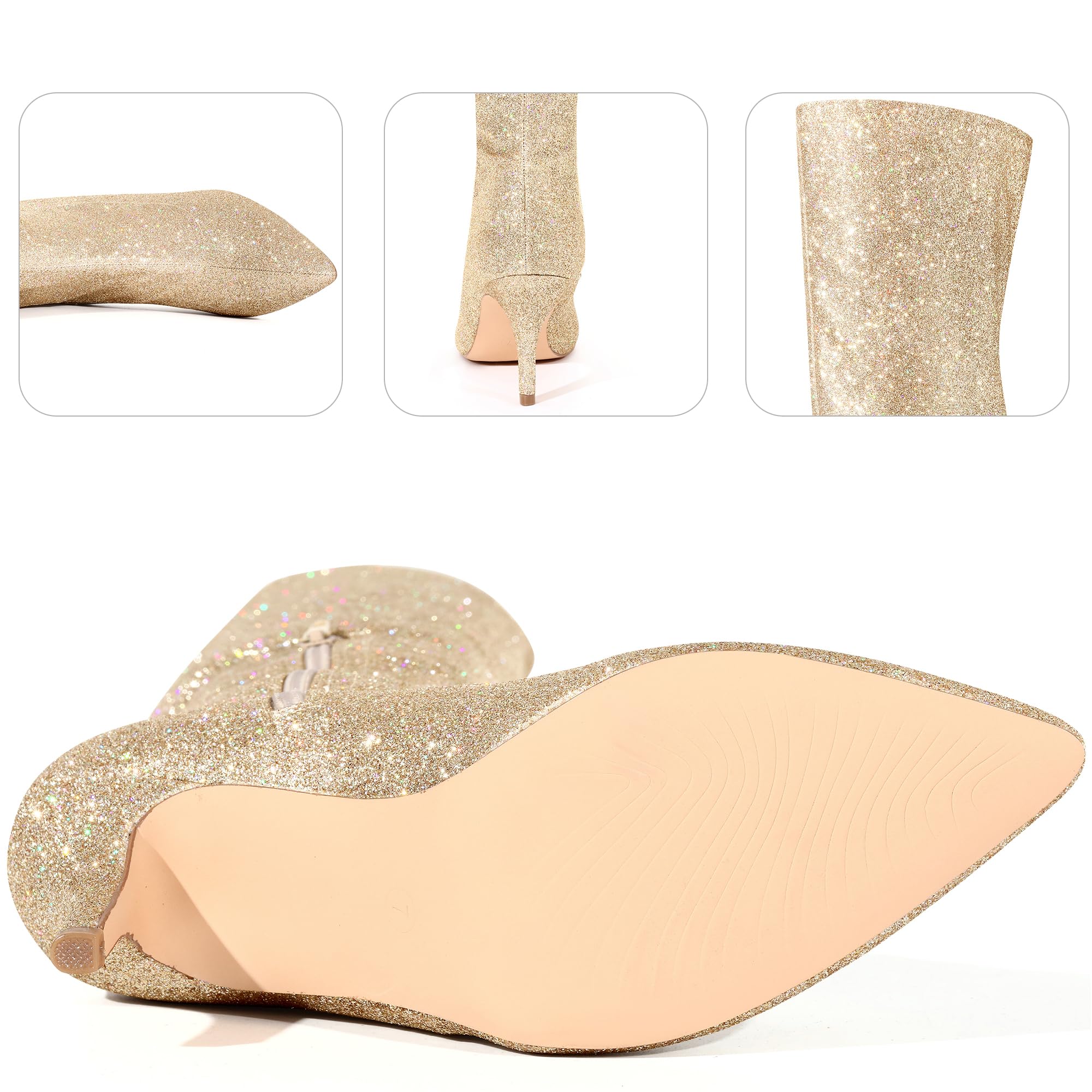 **Perphy Women's Glitter Thigh High Boots - Stiletto Heel Over The Knee Boots for Party, Night Out & Special Occasions**