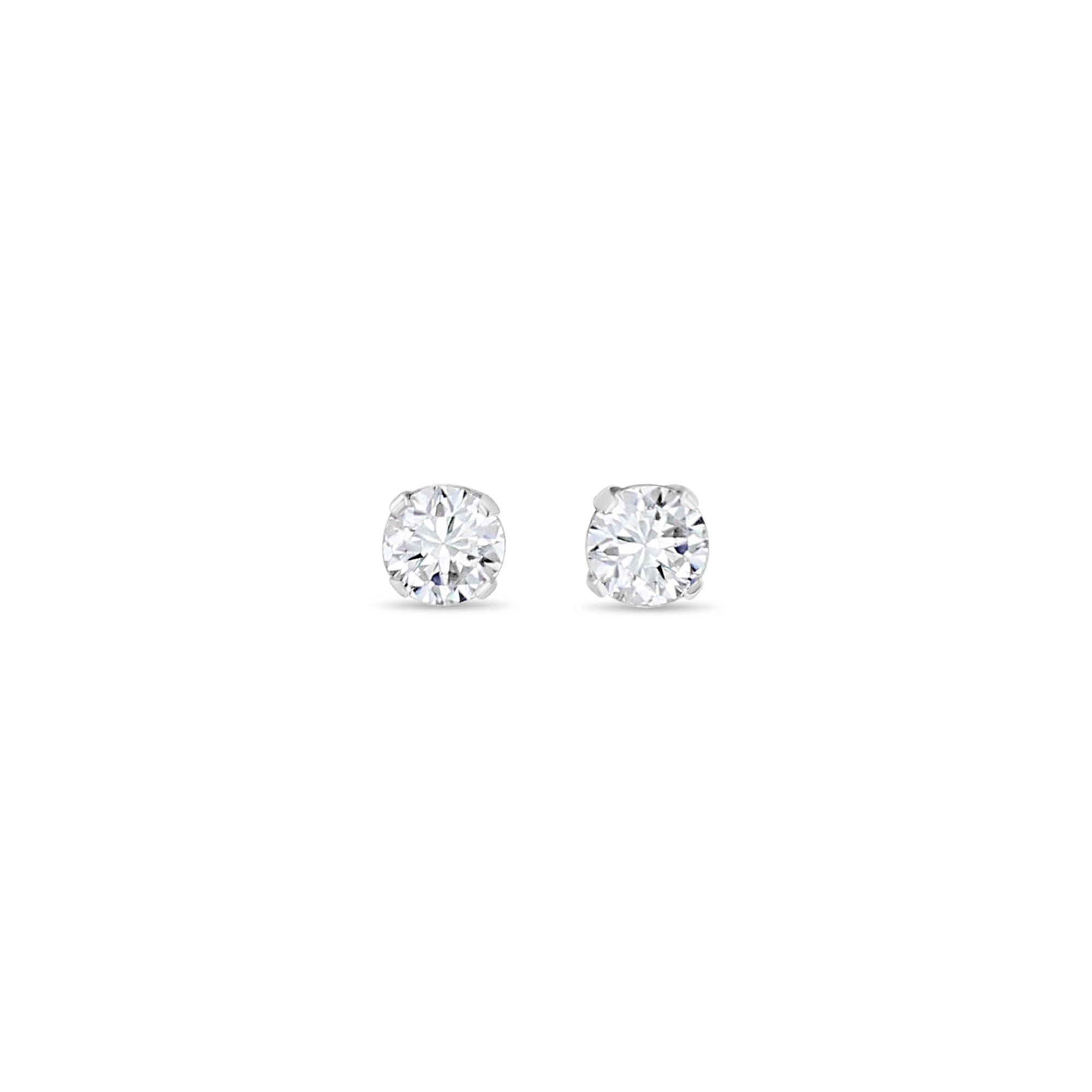 14K White or Yellow Gold Round Cubic Zirconia (CZ) Stud Earrings for Women - Perfect for Everyday Wear, Parties & Gifts