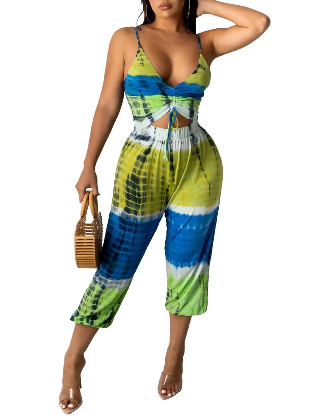 EDITCOZY Women's Sleeveless Spaghetti Strap Jumpsuit - Summer Casual Romper with Long Pants | One Piece Outfit for Beach, Vacation & Everyday Wear