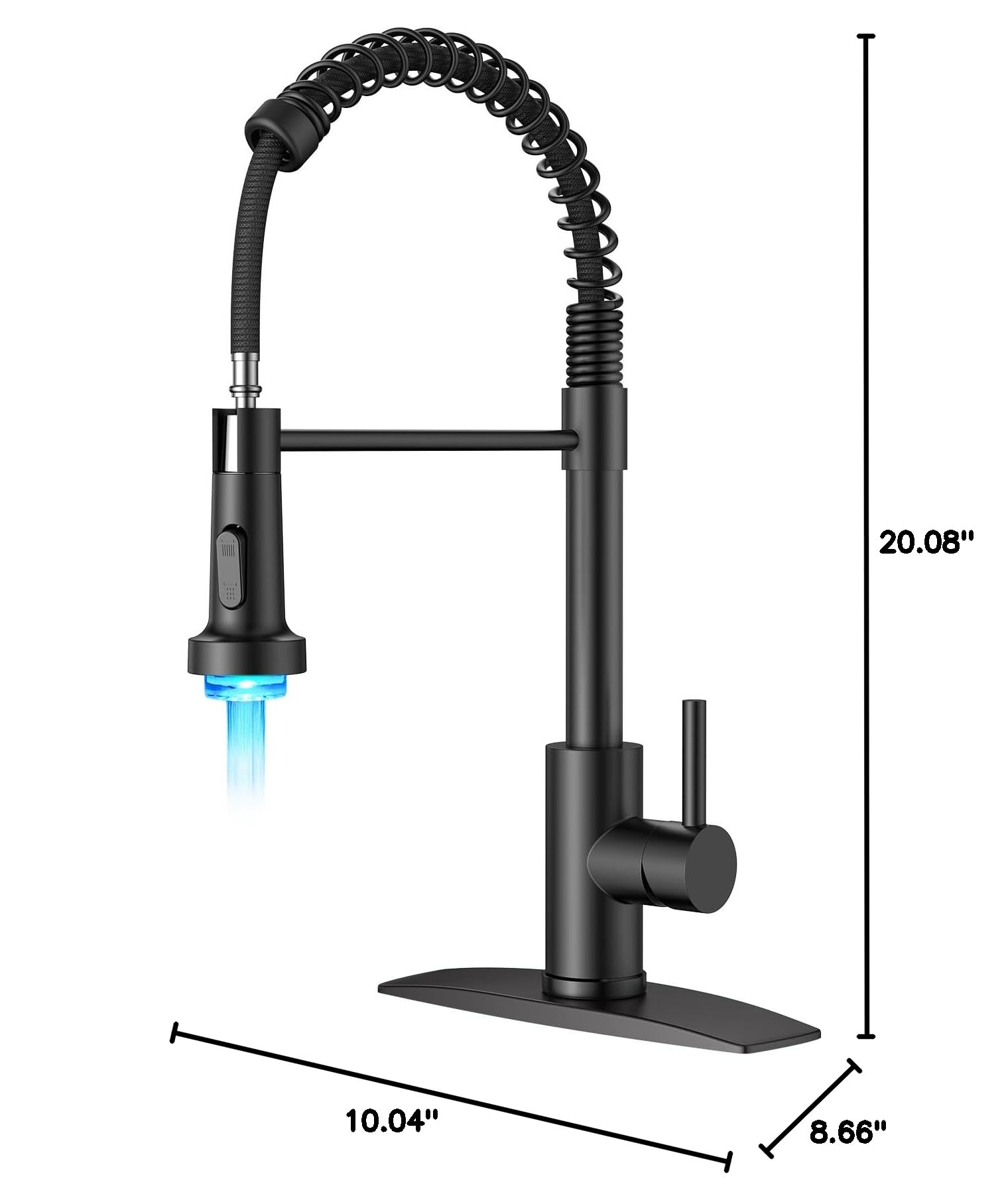 FORIOUS Black LED Kitchen Faucet with Pull Down Sprayer - Modern Stainless Steel for Farmhouse & RV