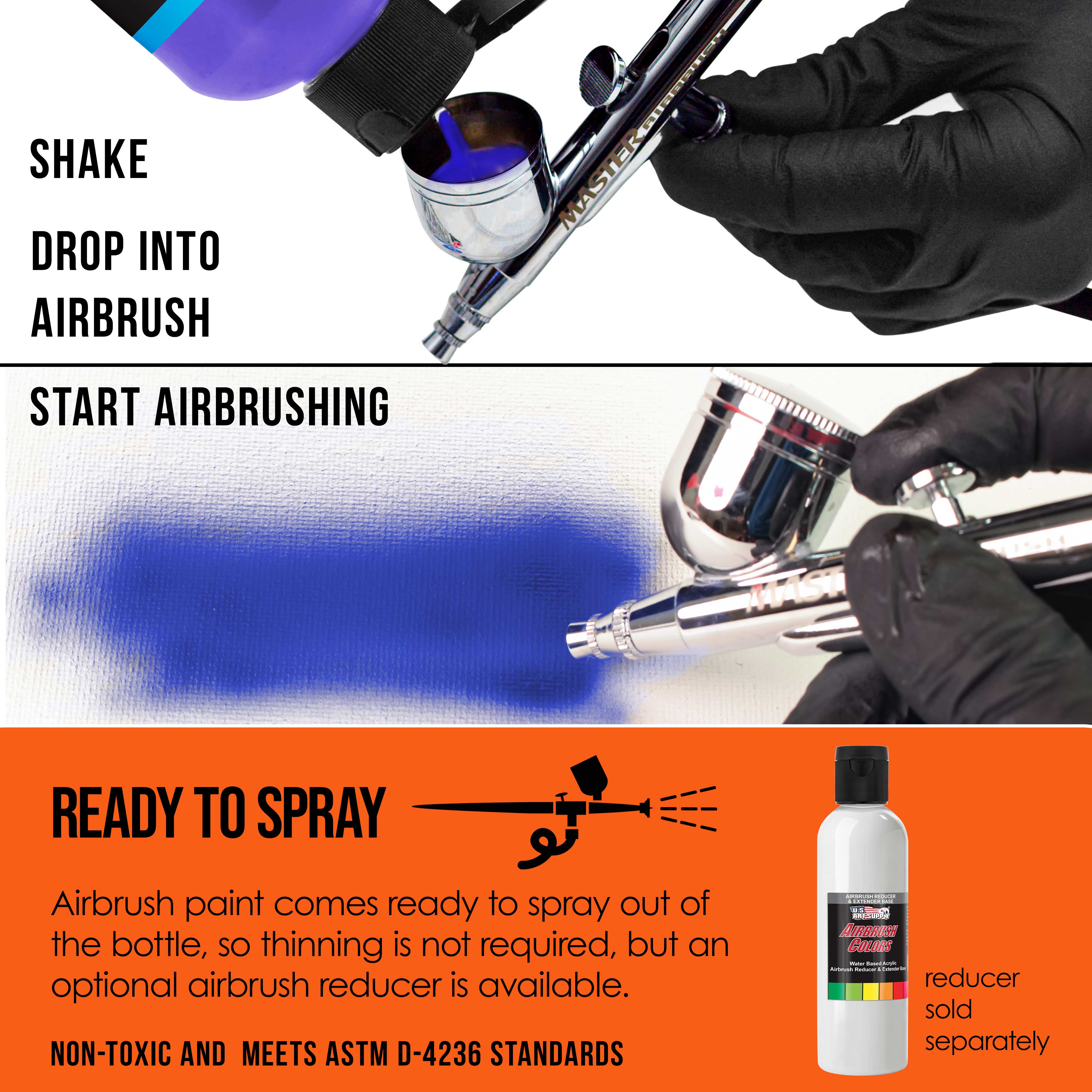 Premium Orange Transparent Acrylic Airbrush Paint - 8 oz Bottle for Model Painting, DIY Crafts & Automotive Art - High Pigment Professional Airbrush Paint for Artists & Hobbyists