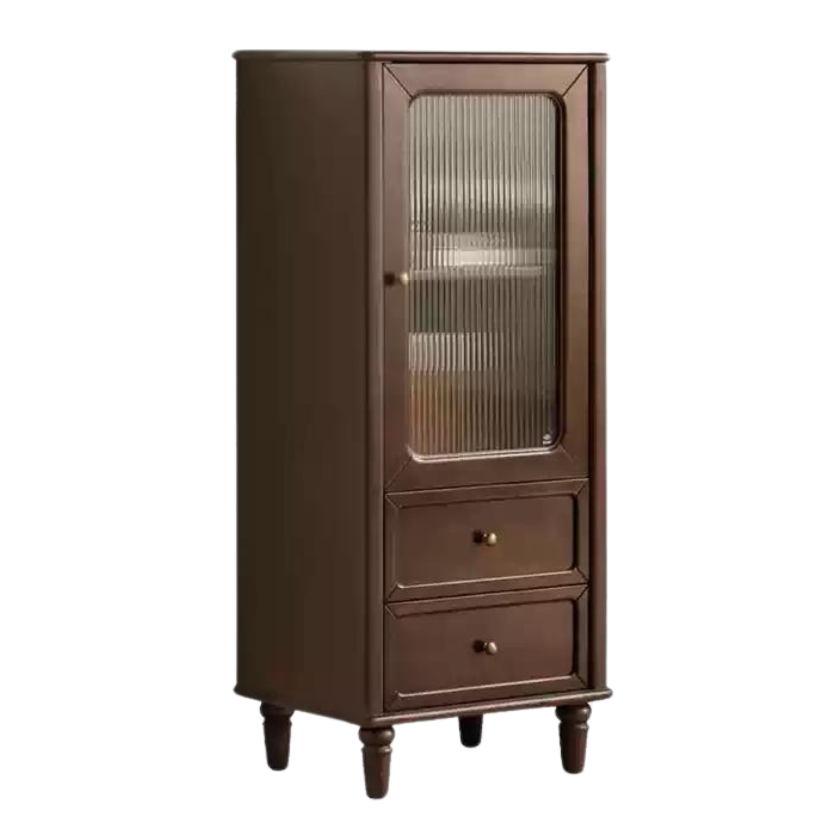 Vintage Poplar Solid Wood Side Cabinet - American Retro Style Nightstand for Bedroom, Living Room & Office Storage