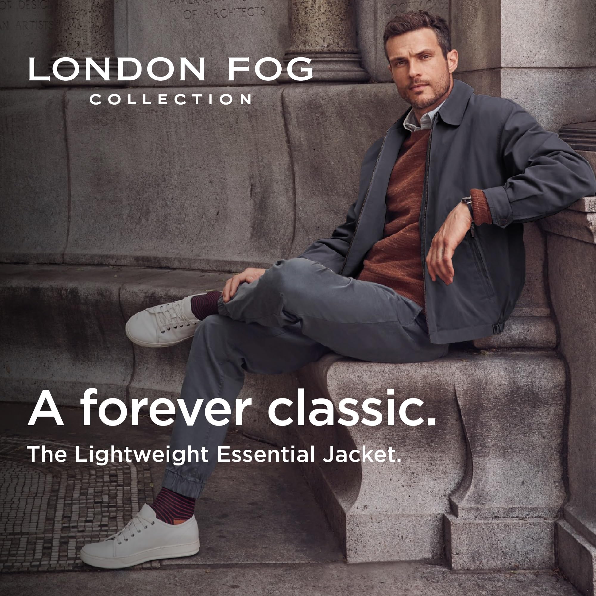 London Fog Men's Auburn Zip-Front Golf Jacket - Lightweight Cotton Jacket for Golf & Casual Wear (Regular & Big-Tall Sizes) - Perfect for Golfing, Outdoor Activities & Everyday Style
