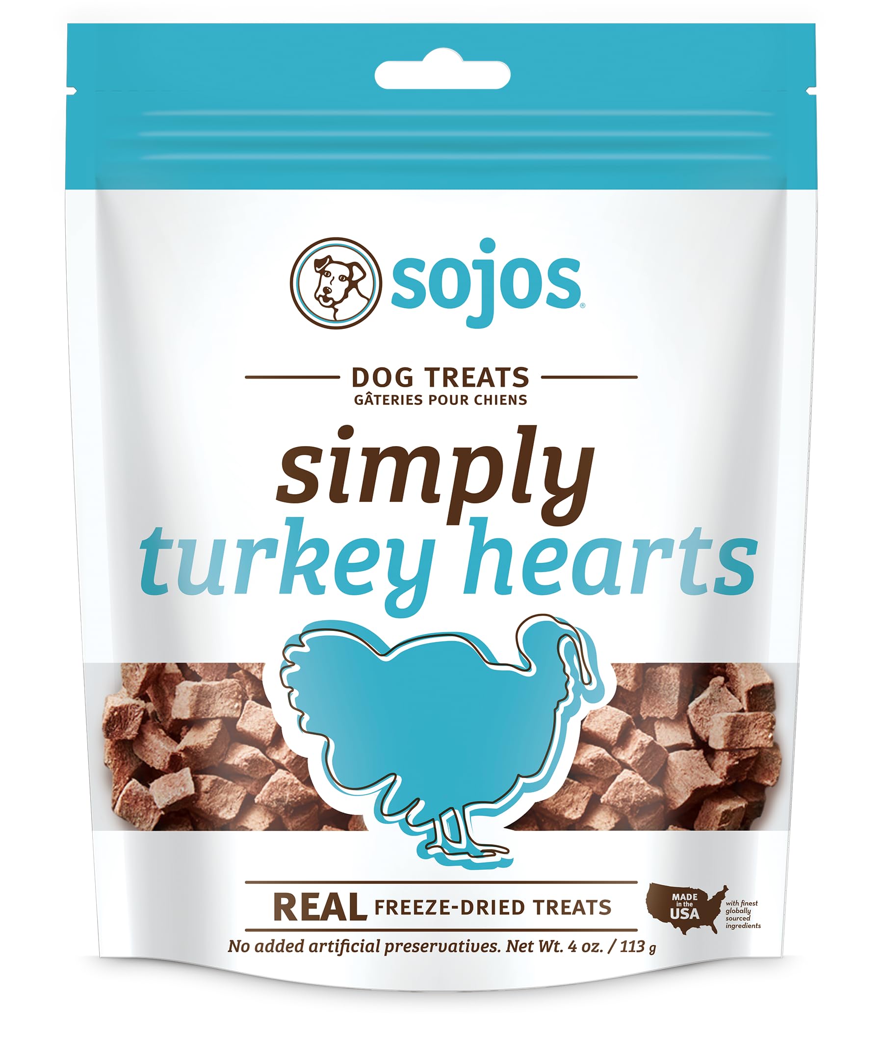 SOJOS Simply Turkey Freeze-Dried Dog Treats - 4oz Natural Protein Snacks for Dogs - Grain-Free Training Rewards & Healthy Chews for Puppies & Adult Dogs - Perfect for Outdoor Adventures & Daily Training