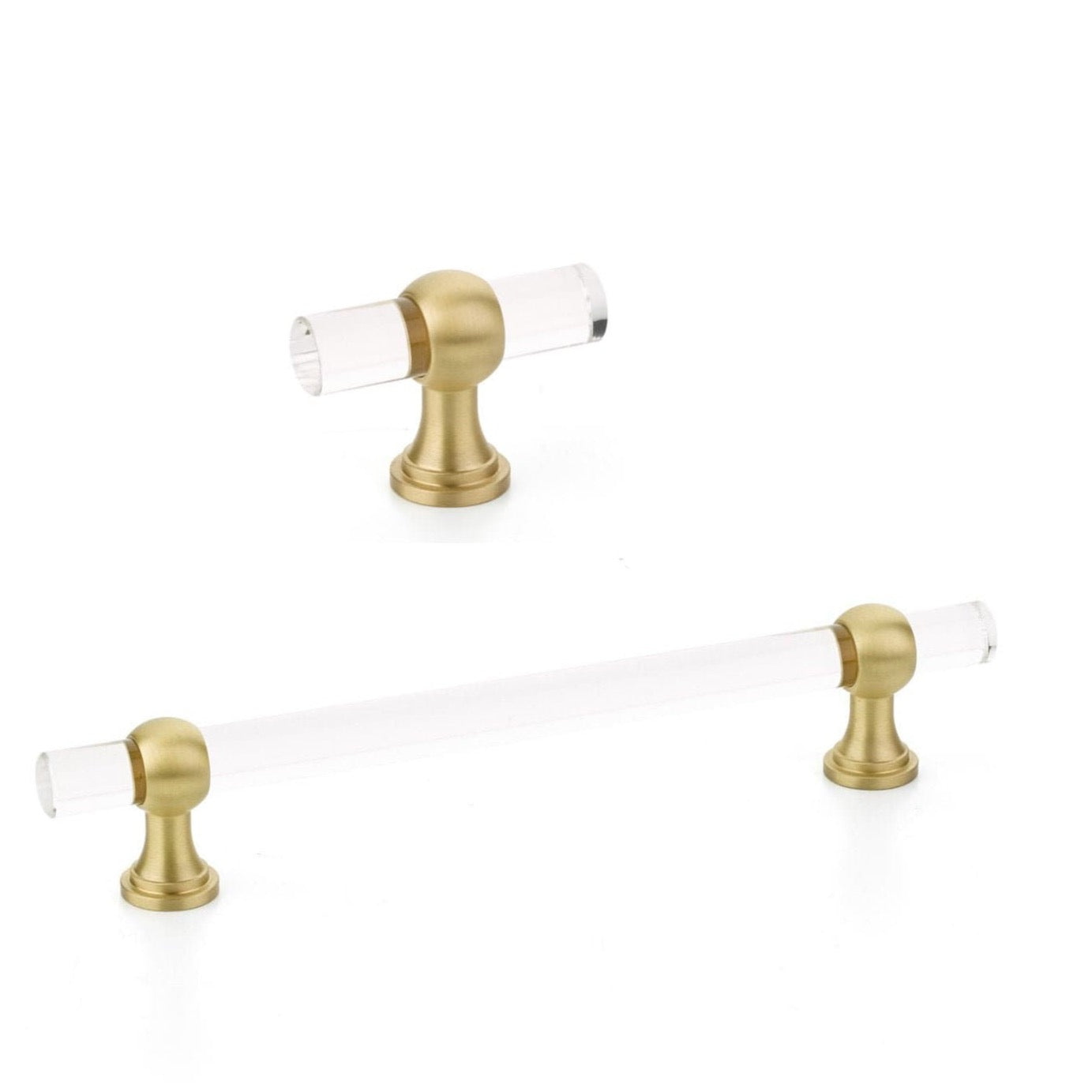Stylish Lucite and Brushed Brass Cabinet Knobs & Drawer Pulls - Modern Hardware for Kitchen, Bathroom & Furniture Upgrade