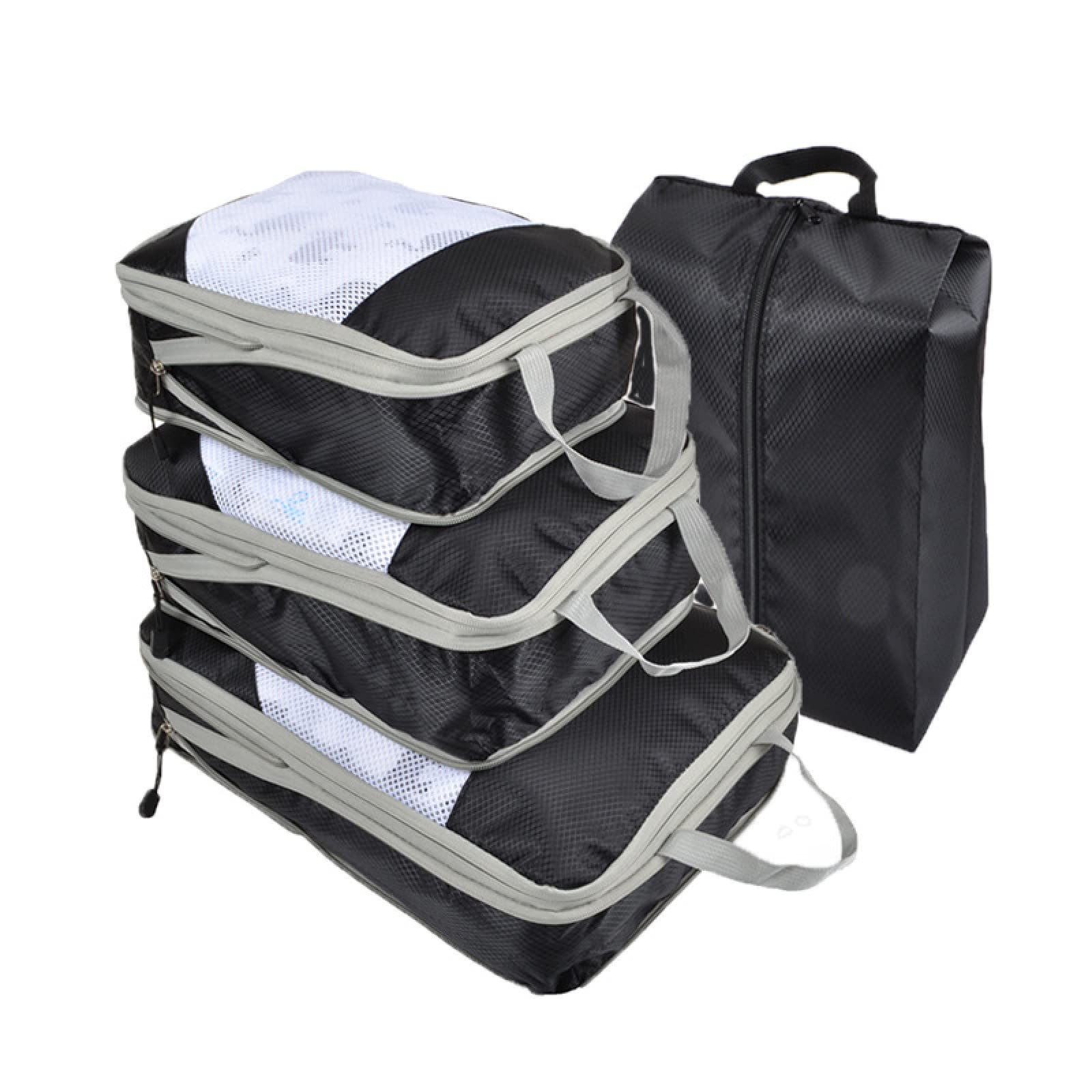 4-Piece Compression Packing Cubes Set - Travel Luggage Organizer for Suitcases & Bags | Space-Saving Travel Accessories for Business Trips & Vacations