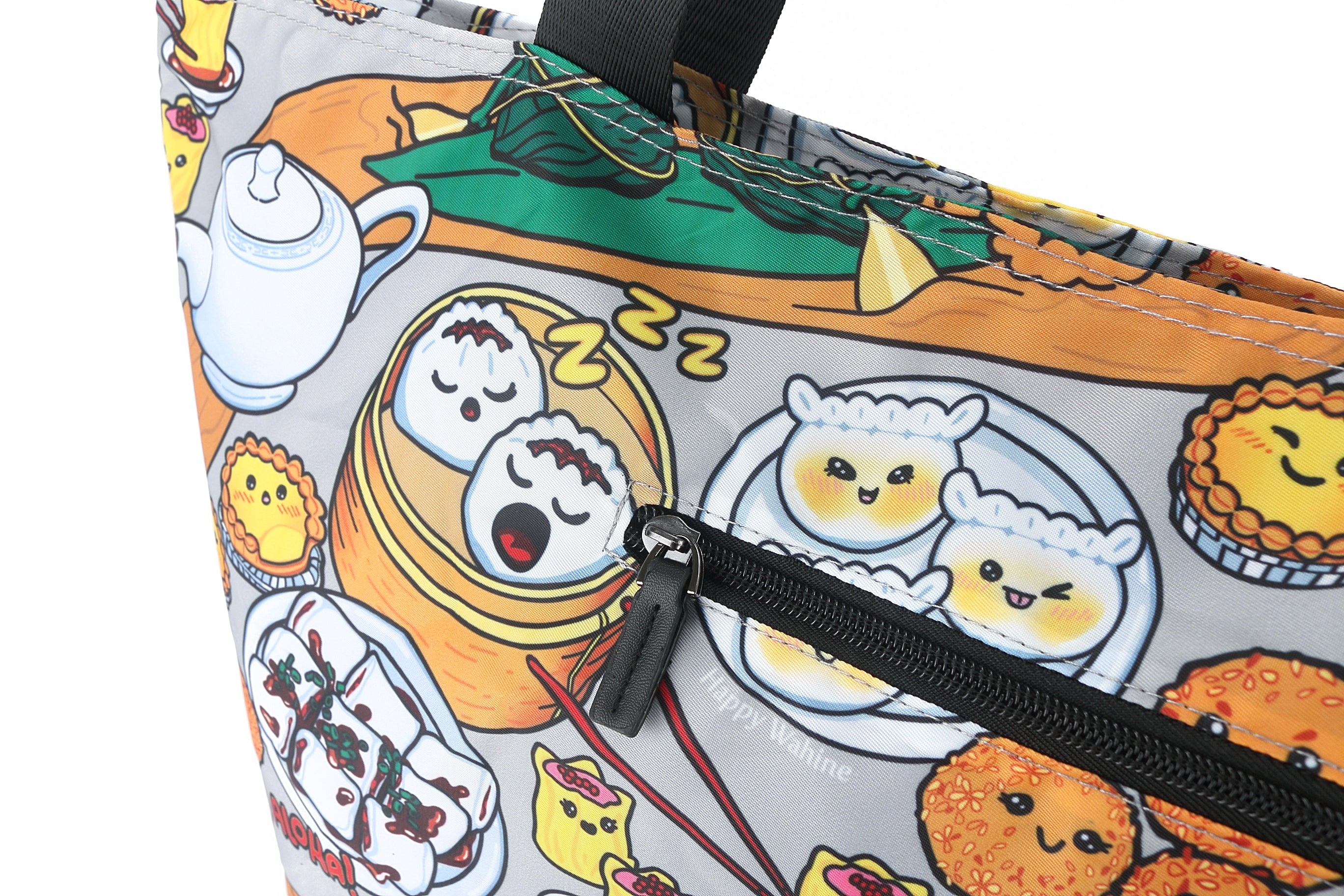Foldable Reusable Grocery Tote Bag - Stylish James Dim Sum Grey - Perfect for Shopping, Picnics & Beach Trips